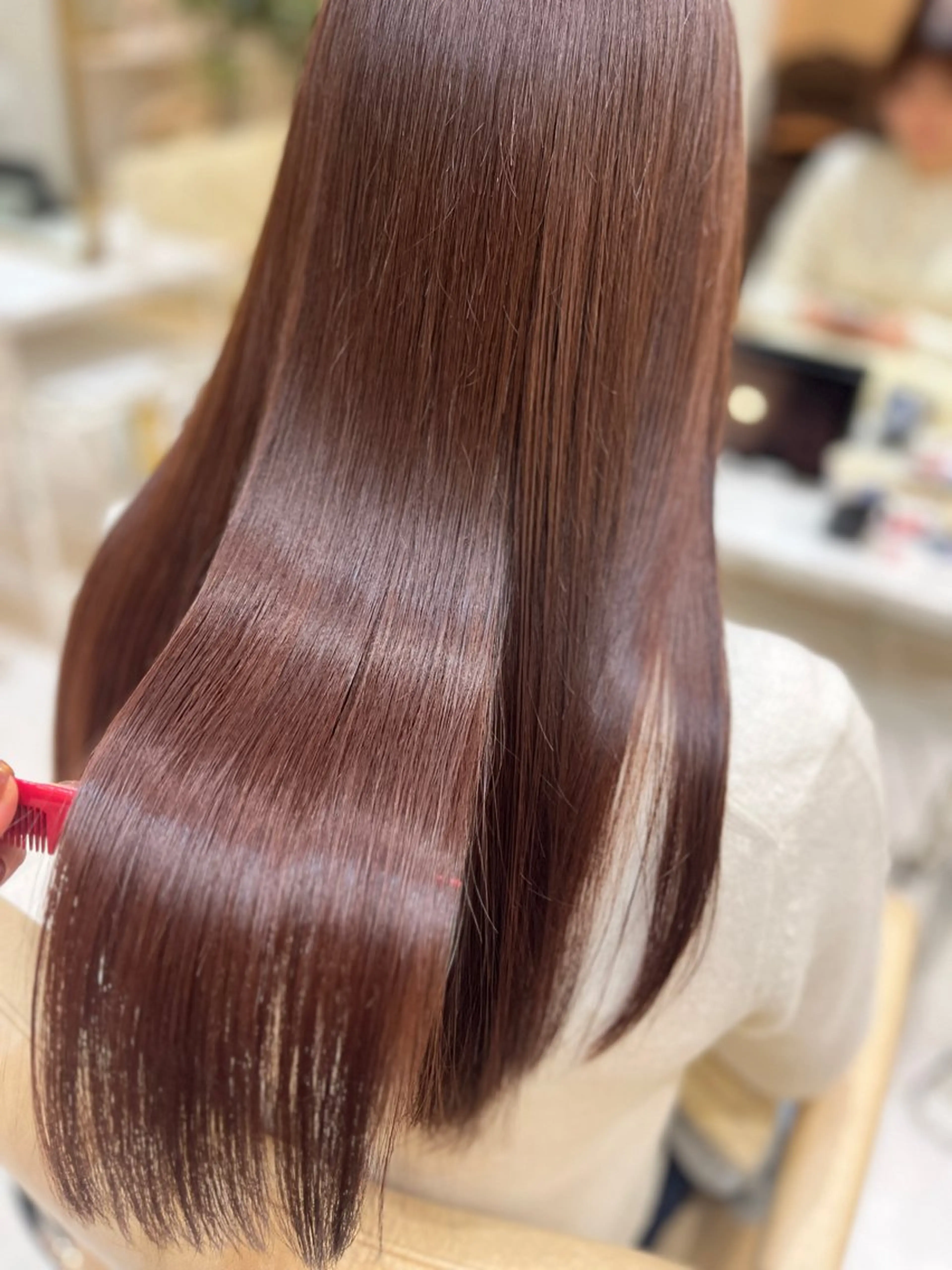 ロング ピンクブラウン 髪質改善 トリートメント カット ヘアカラー トリートメント Zina博多/ボブ 顔周りKEIKOのヘアスタイル