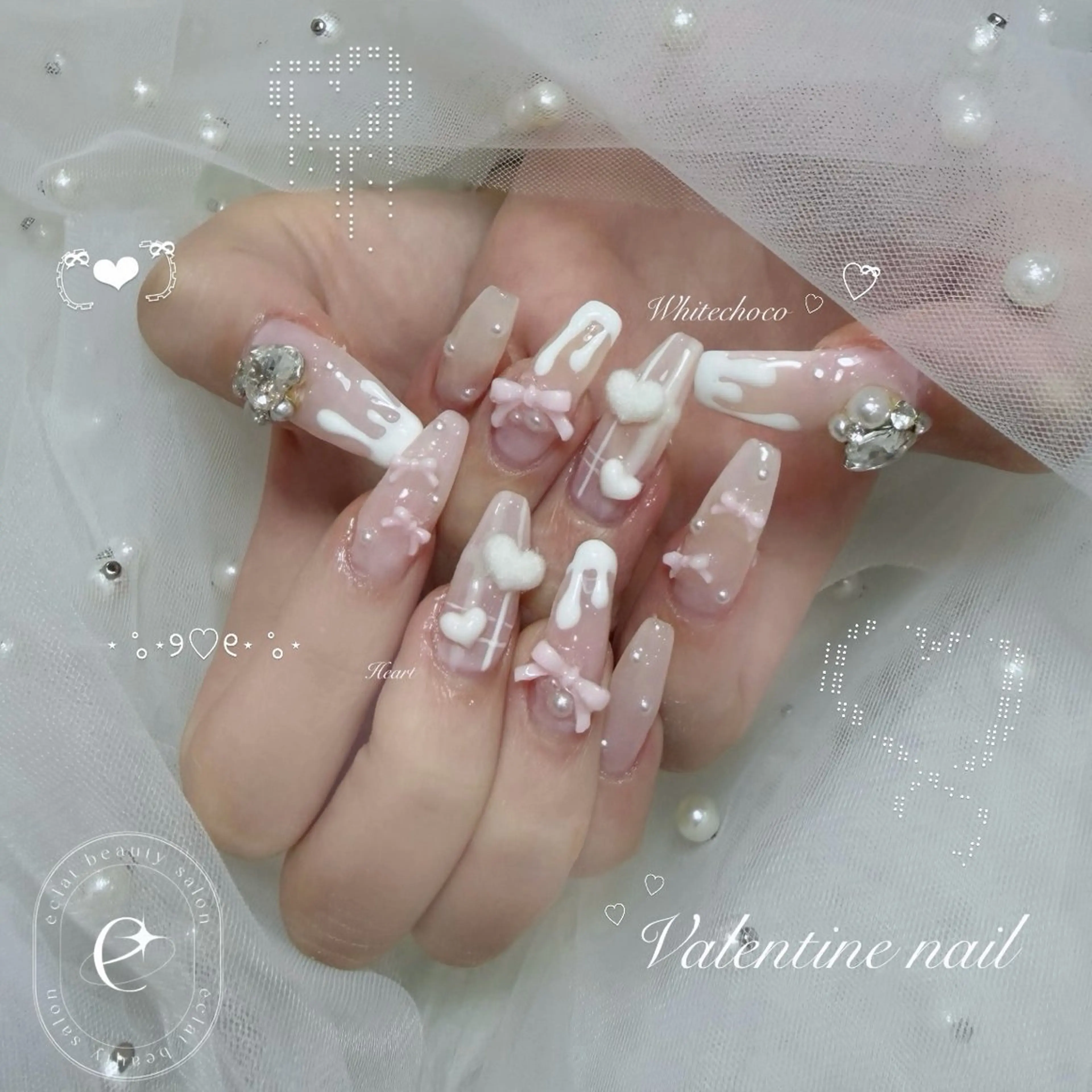 ネイル バレンタイン ハンドネイル eclat Kaedeのネイルデザイン