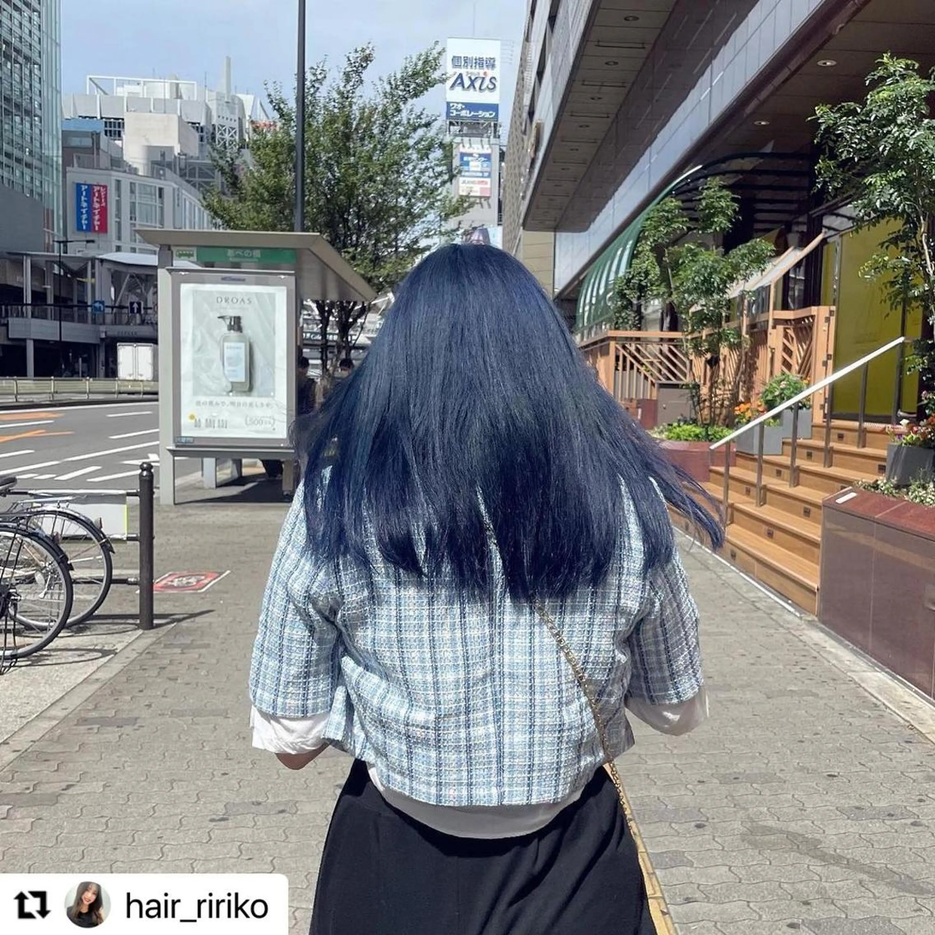 ミディアム カラー メンズ 黒髪 ブルーカラー ブルーブラック ネイビーカラー オルチャンヘア 🩷Eny terrace🩷のヘアスタイル