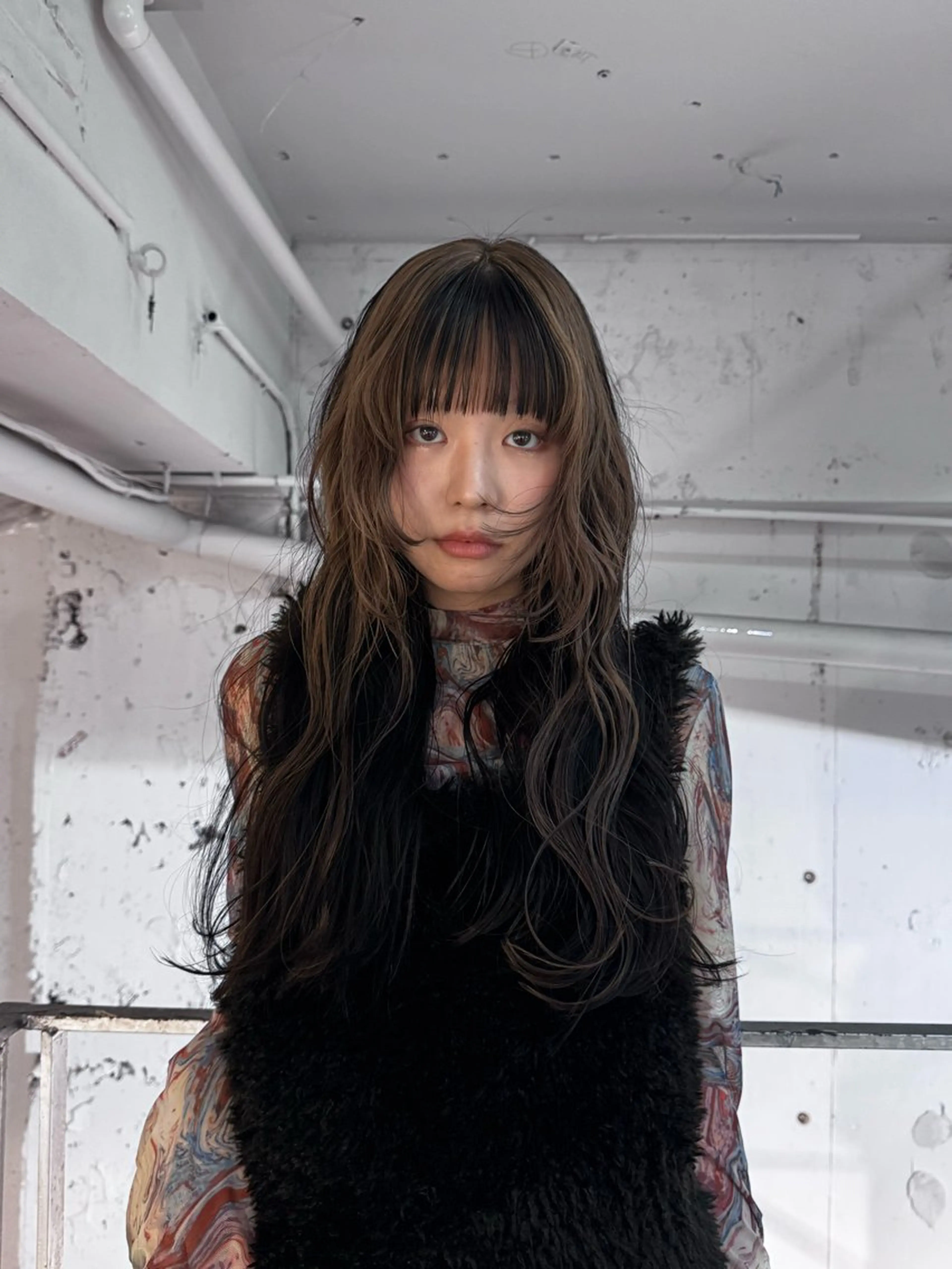 ロング パーマ 顔周りカット パーマ ito suzuco @suc__asのヘアスタイル