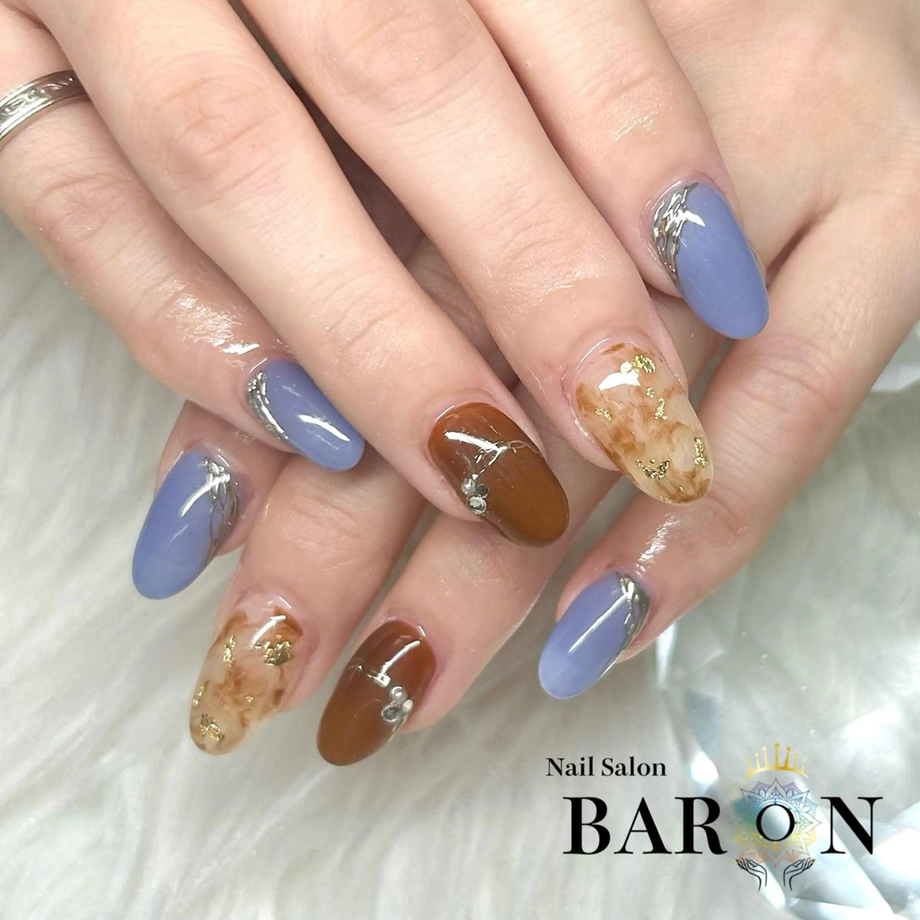 ネイル ブルー ブラウン ♛︎BARON♛︎ SUMIRE.のネイルデザイン