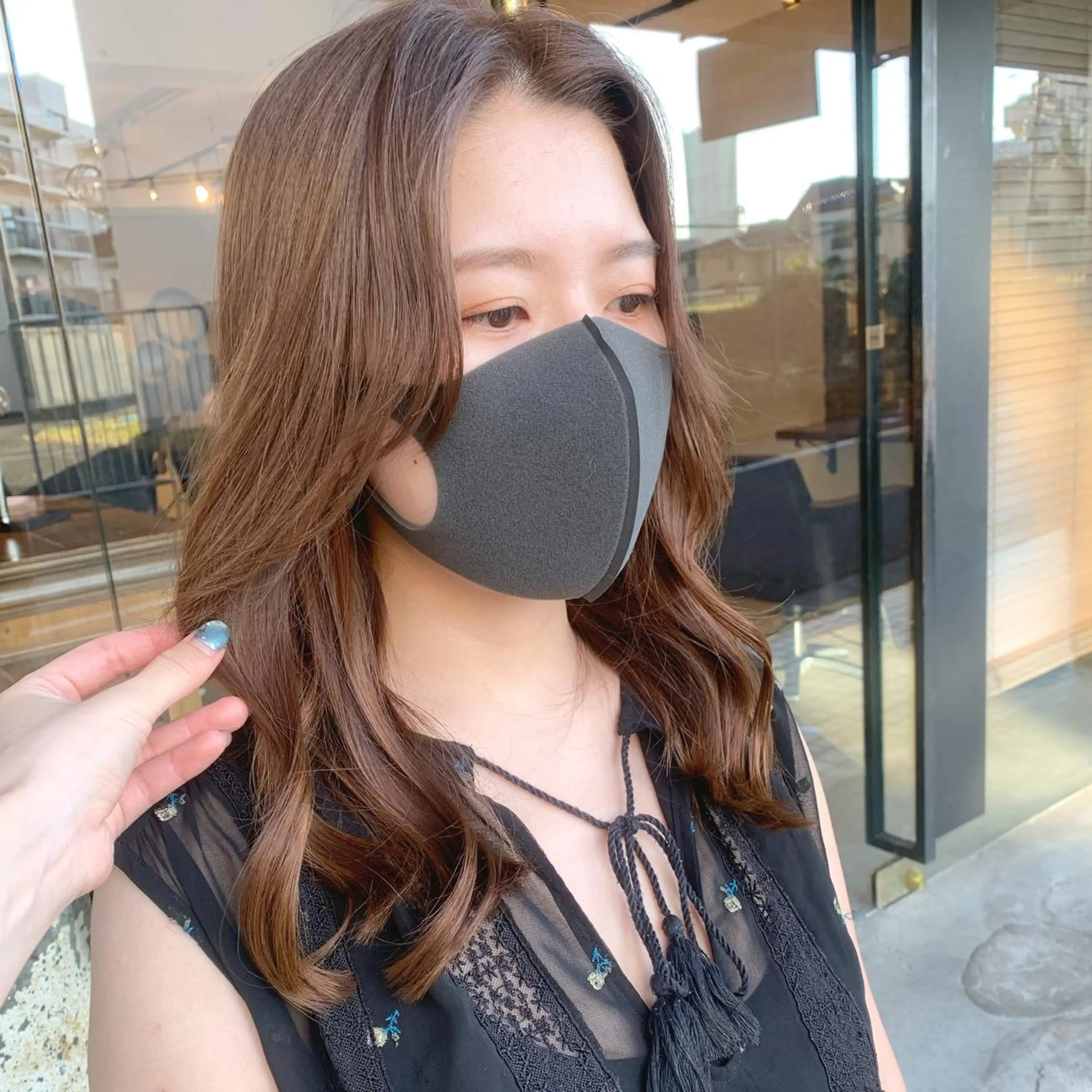 セミロング カラー 透明感/オリーブ/ グレージュ/YUKAのヘアスタイル