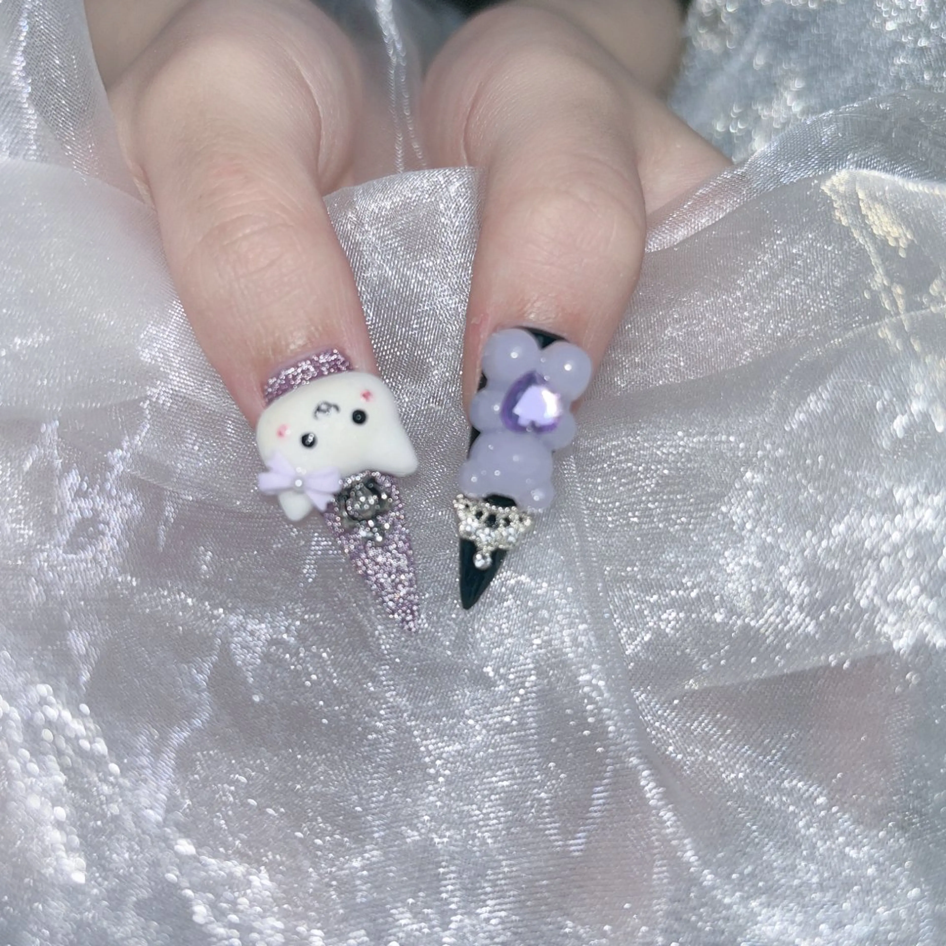 ネイル 成人式 ジェルネイル ロングネイル マグネットネイル ミディアムネイル ハンドネイル MoMoA Nail ネイル長さ出し専門店のネイルデザイン