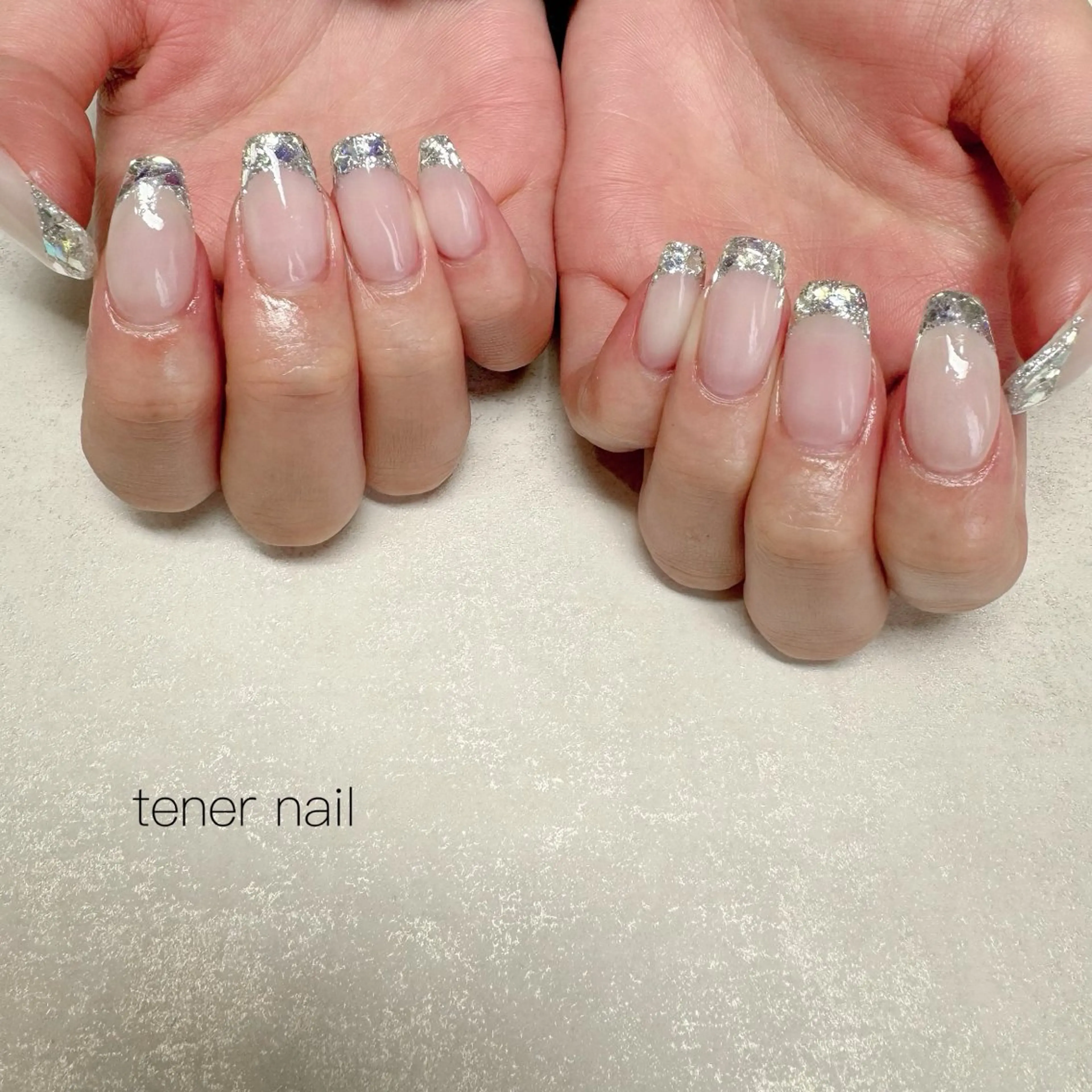 ネイル フレンチネイル ガラスフレンチ ハンドネイル テネルネイル tener nailのネイルデザイン