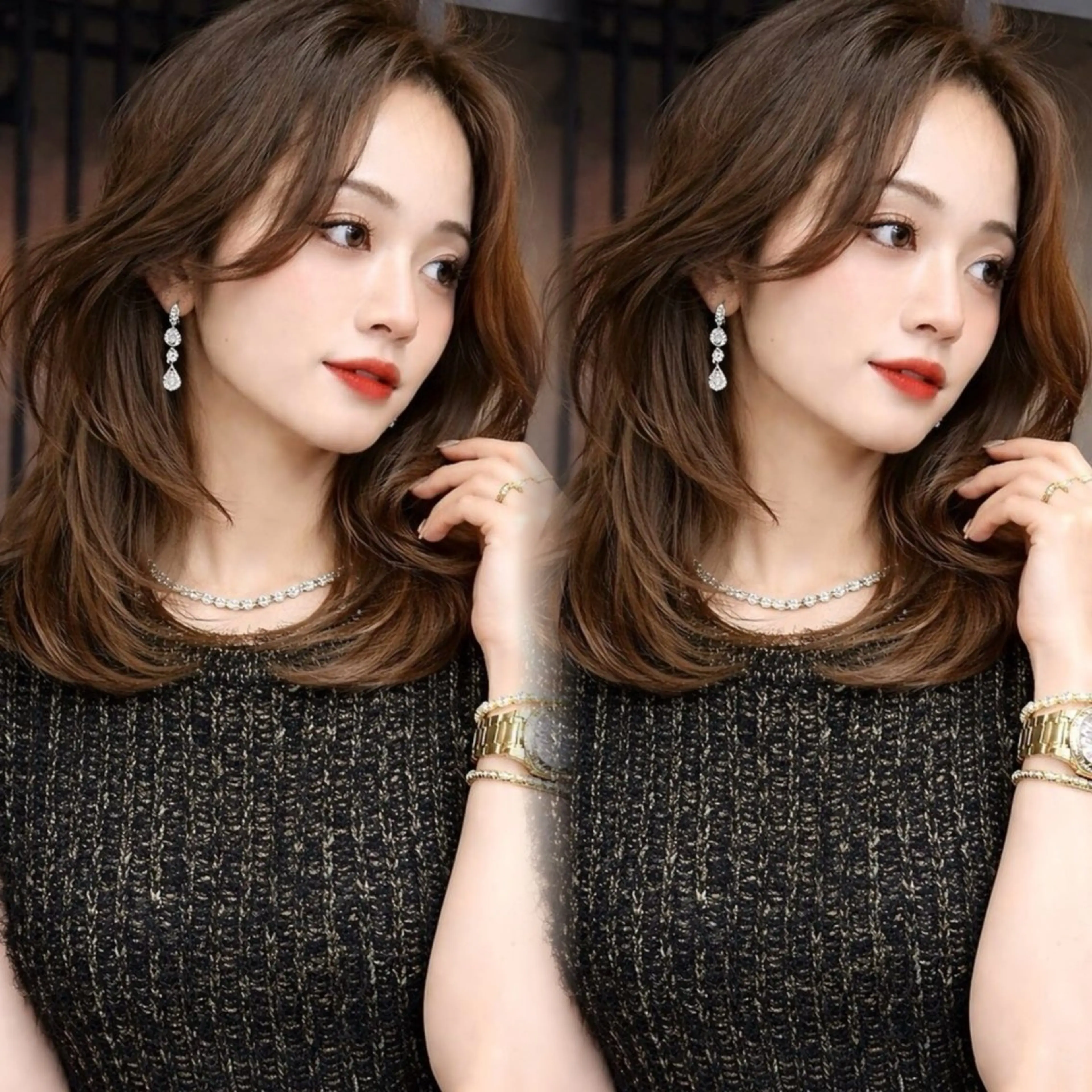 ミディアム カラー ヘアアレンジ カット ヘアカラー トリートメント 新宿 /髪質改善/ レイヤー/ヒュウガのヘアスタイル
