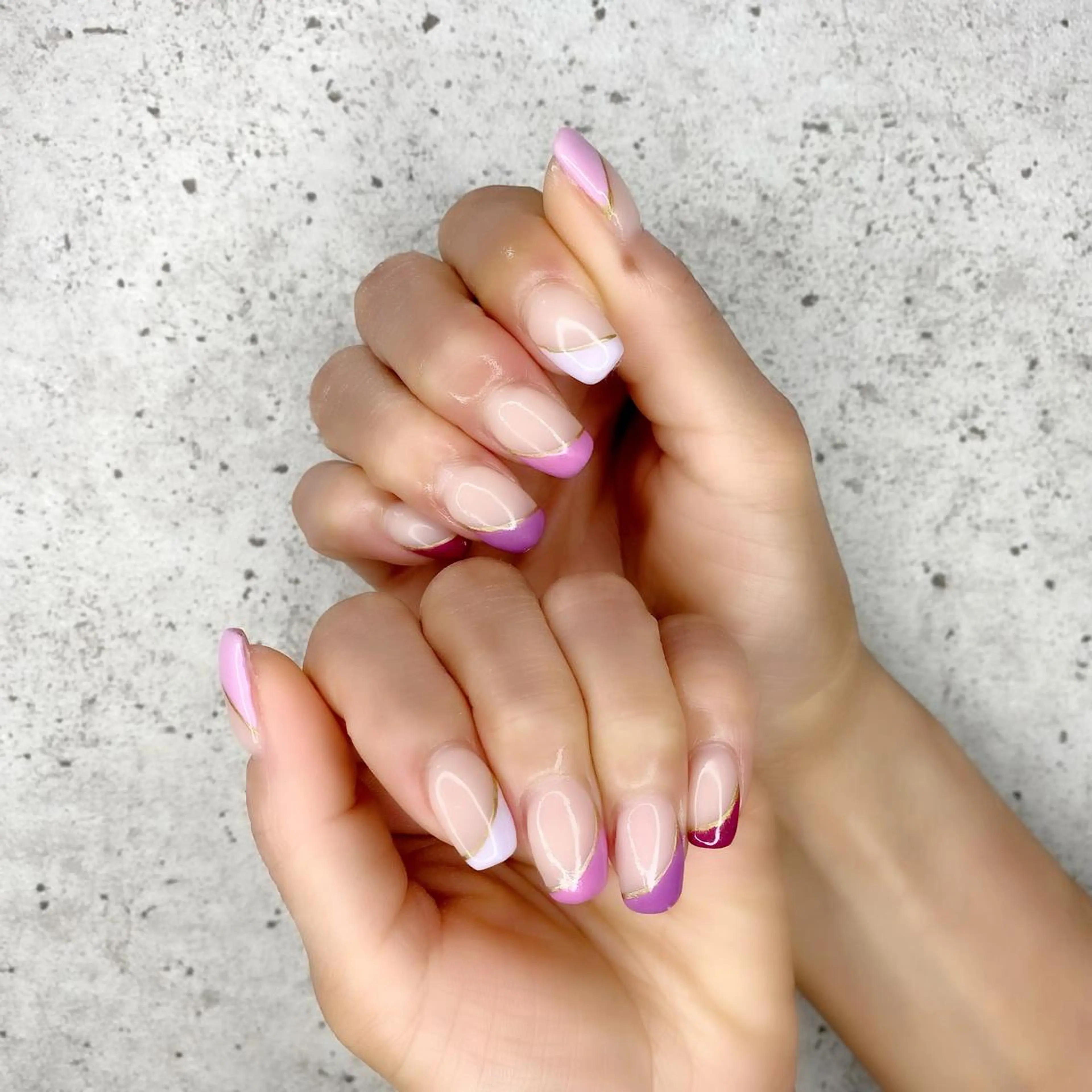 セミロング カラー パーマ ヘアアレンジ メンズ キッズ ネイル マツエク・マツパ アイブロウ ピンクカラー パープルカラー カラーマツエク 入学式 卒業式のヘアスタイル ハンドネイル Salon Ｋのネイルデザイン