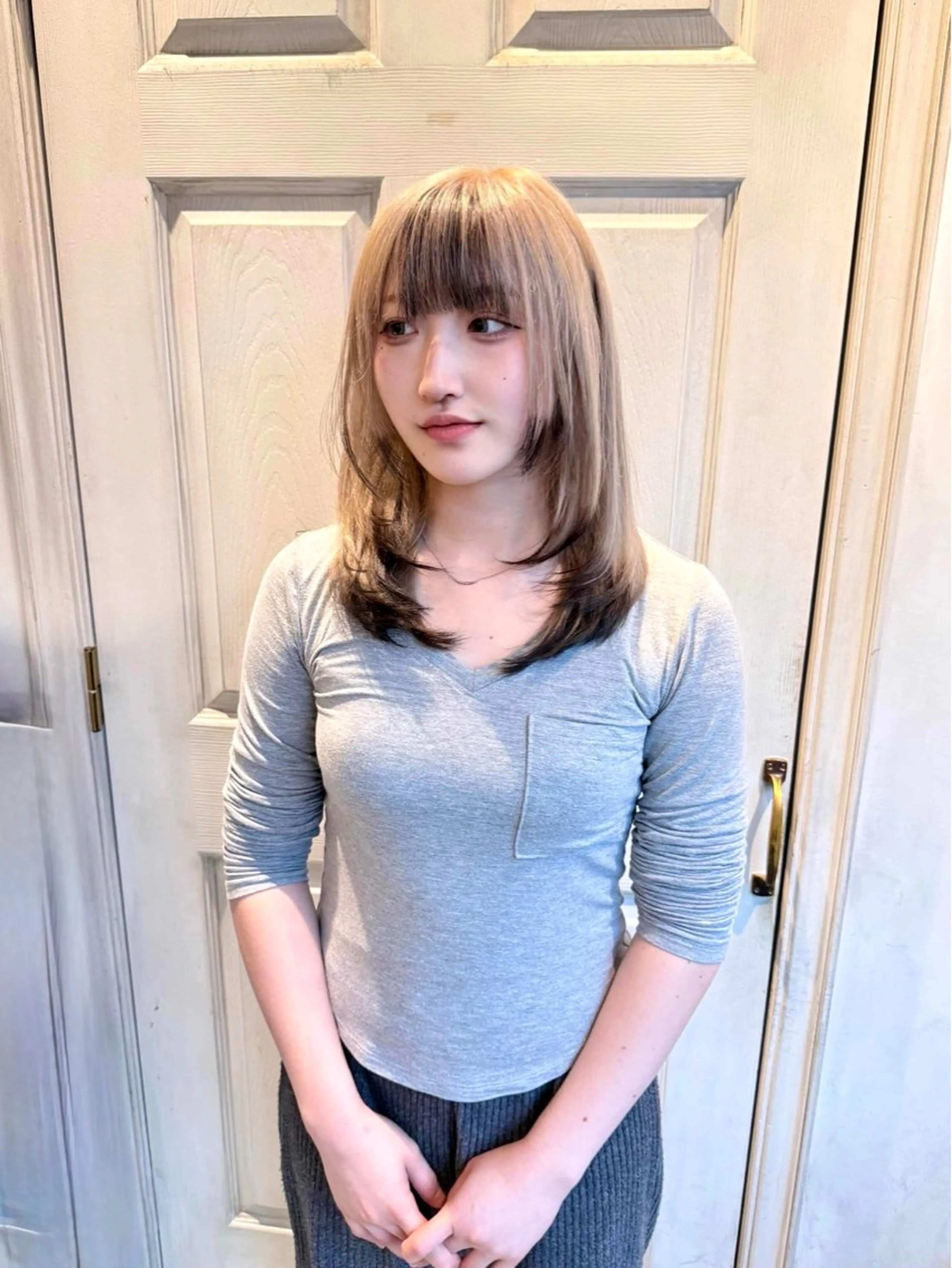 セミロング ヘアカラー トリートメント 千 田のヘアスタイル