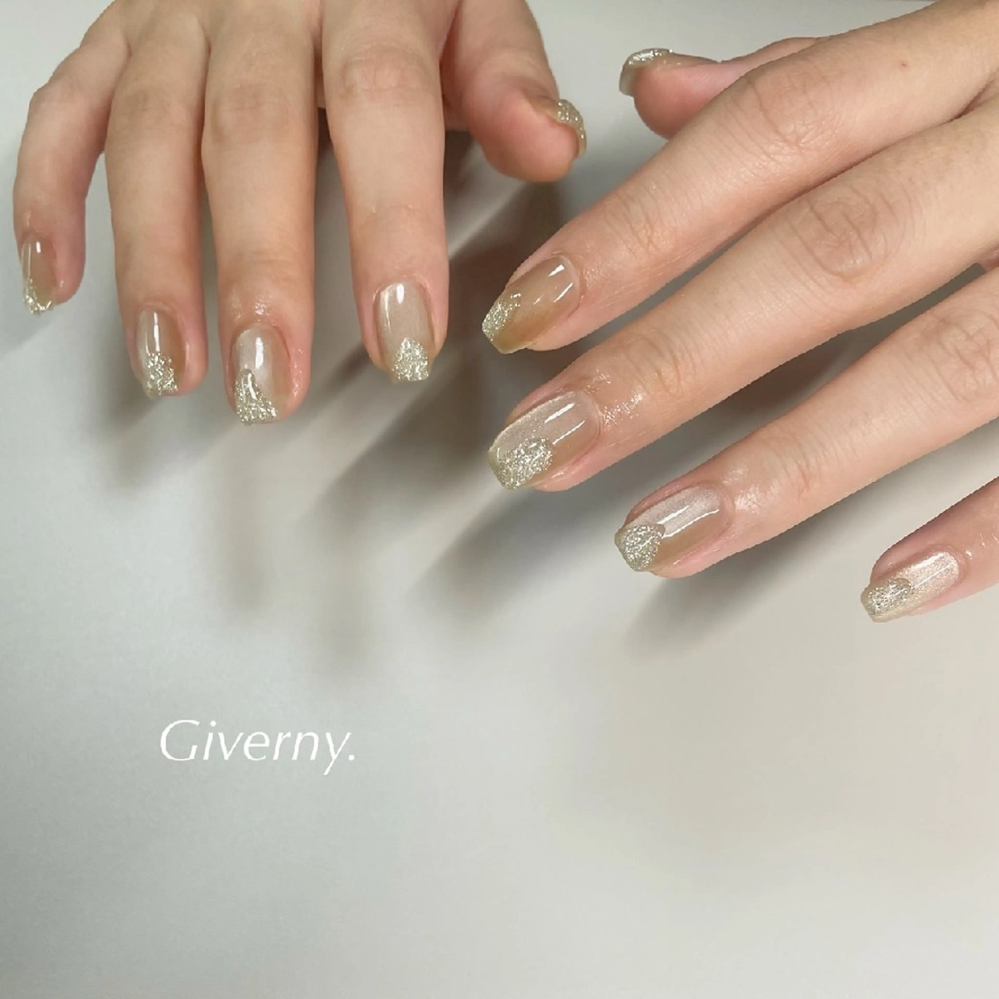 ネイル フラッシュネイル マグネットネイル ニュアンスネイル 冬ネイル ハンドネイル Giverny .のネイルデザイン