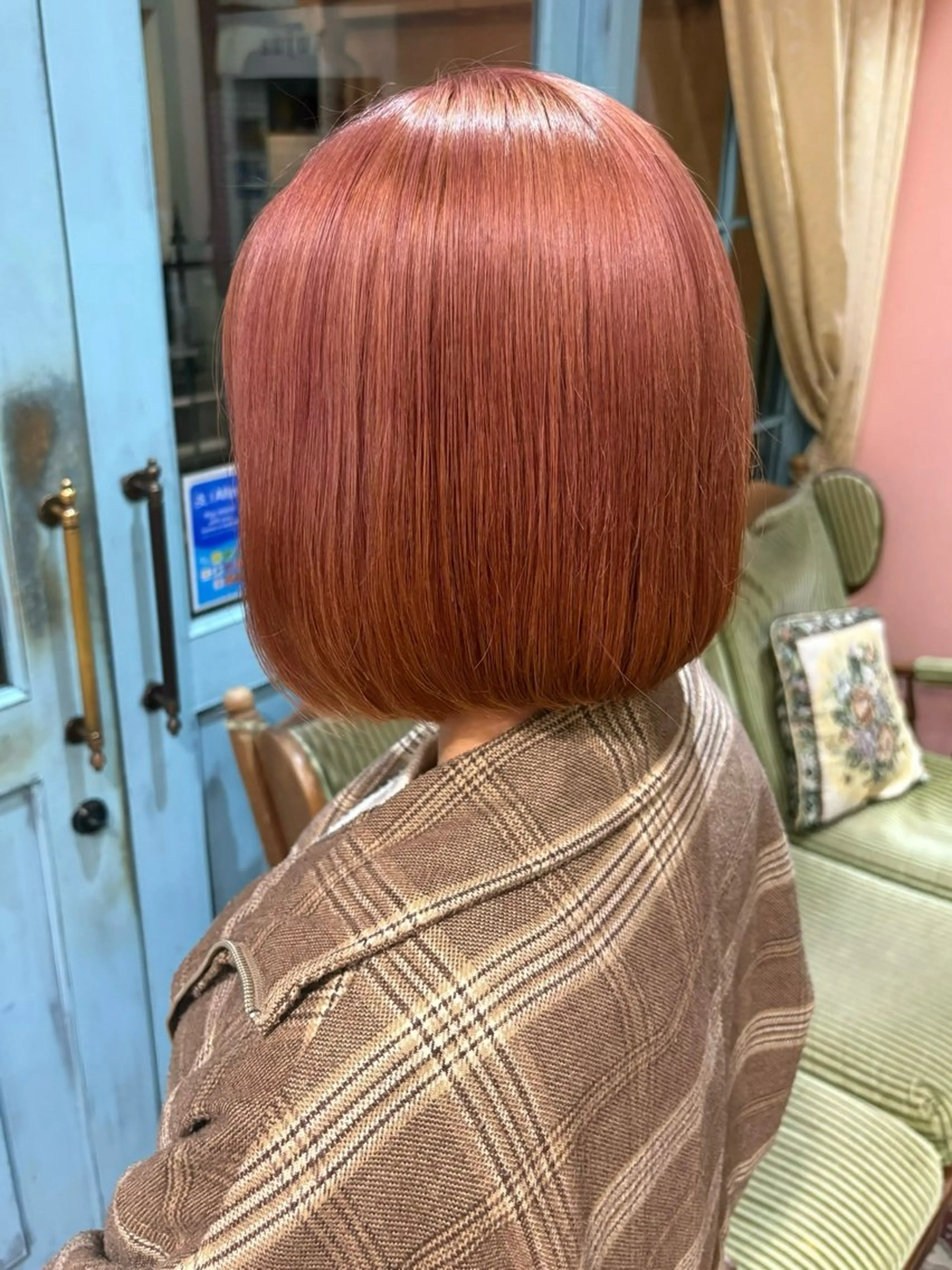 カラー オレンジ ピンクカラー ヘアカラー トリートメント なぎさ 🎀  / 透明感カラー/心斎橋のヘアスタイル