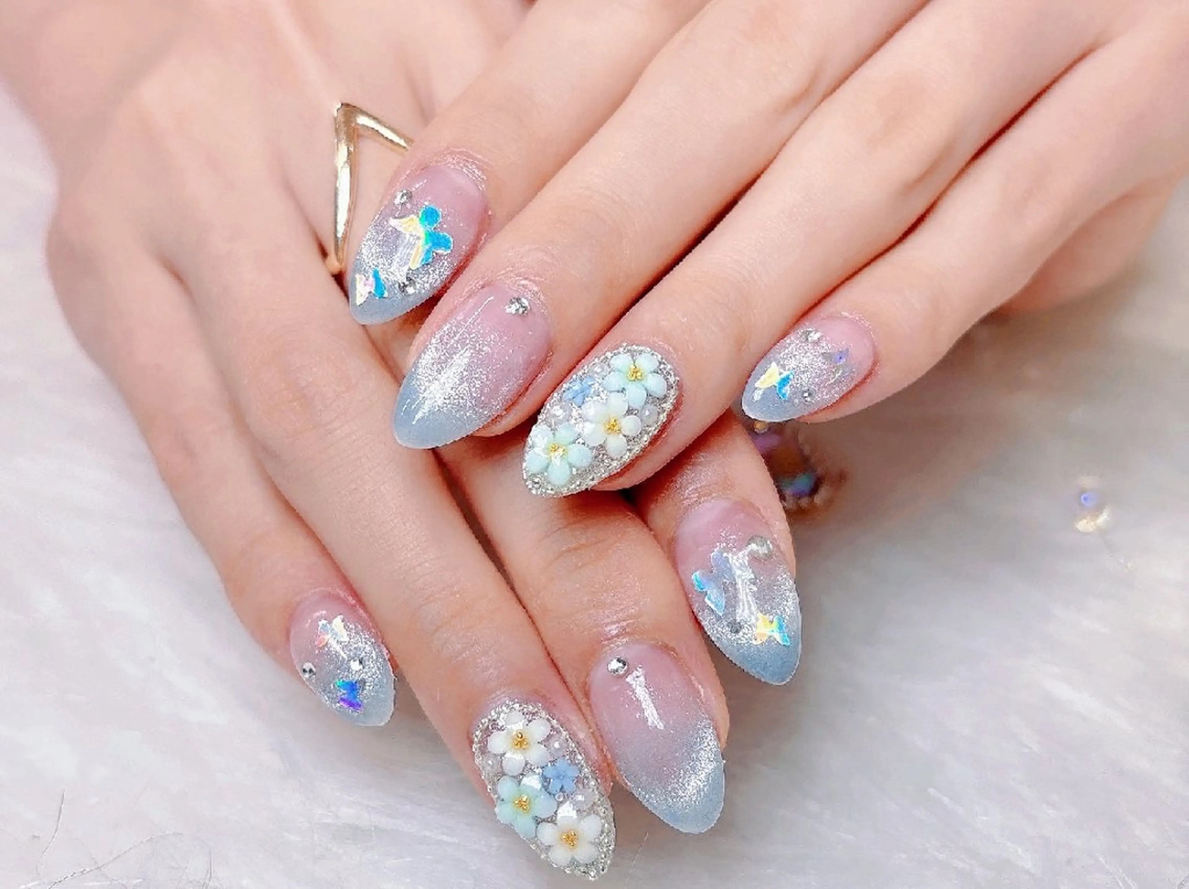 ネイル チークネイル 成人式 長さ出し フラッシュネイル フレンチネイル Chouette Nailのネイルデザイン