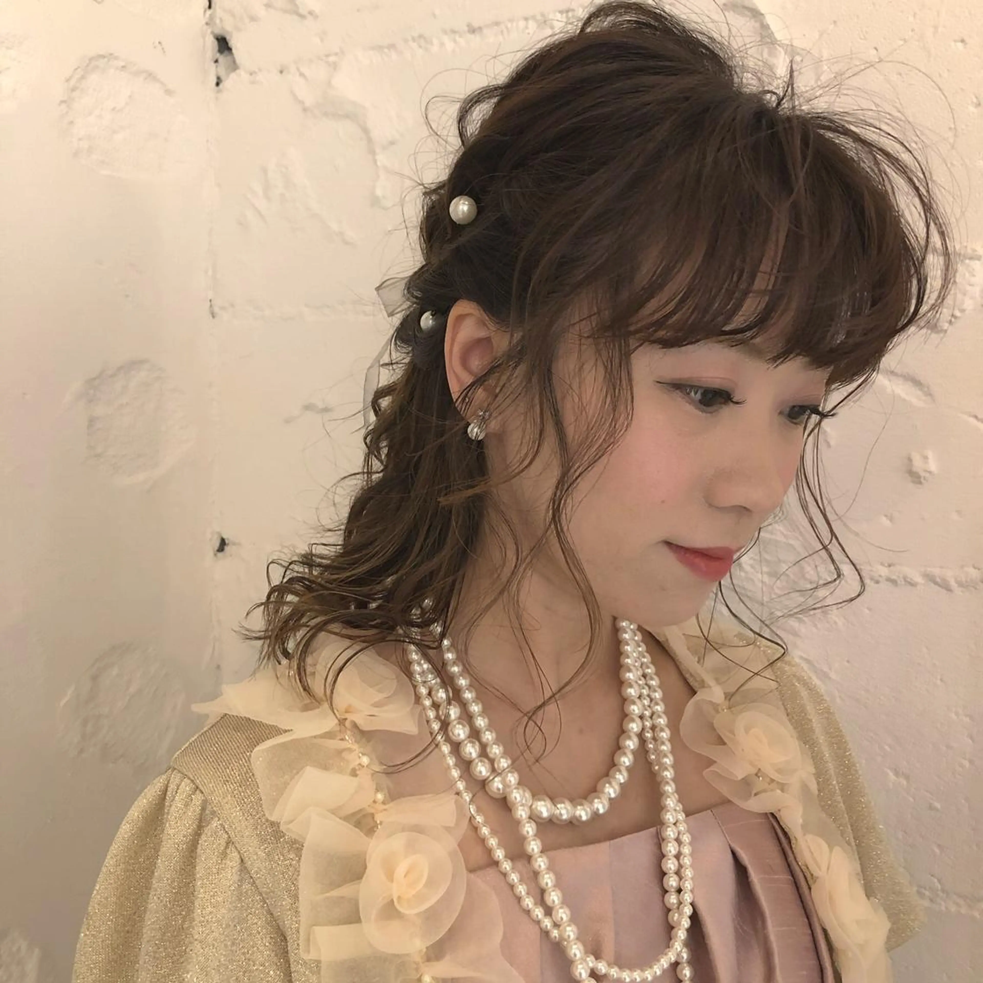 セミロング ヘアアレンジ ハーフアップ ORIKA 美容室のヘアスタイル