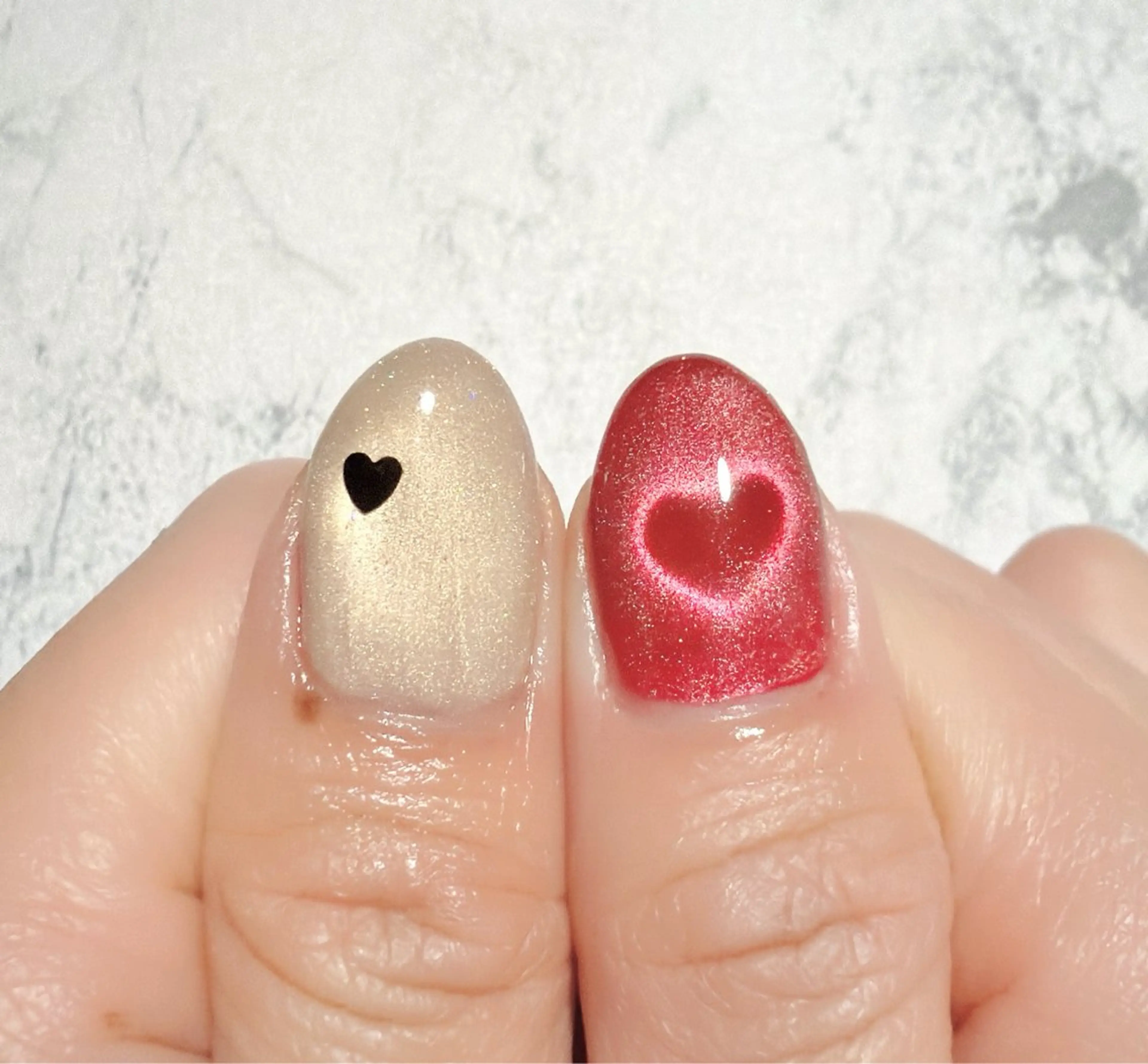 ネイル アートネイル ハート マグネットネイル バレンタイン ハンドネイル iku🌷 by 上福岡らんらんのネイルデザイン