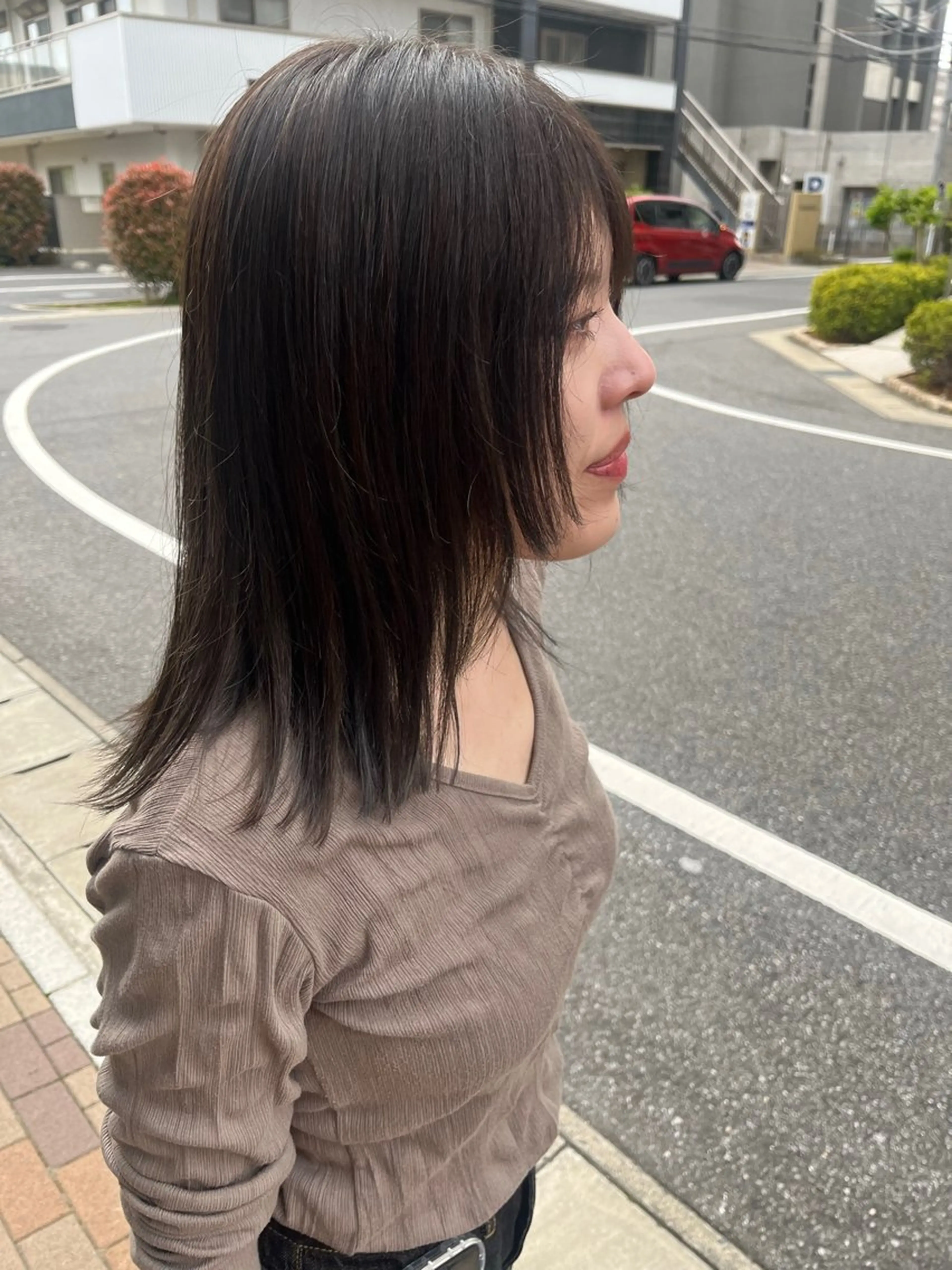 セミロング カラー ダークグレー 顔まわりレイヤー レイヤーカット rawr hair rim所属・メンズパーマ /メンズ特化/栗原柊のヘアスタイル