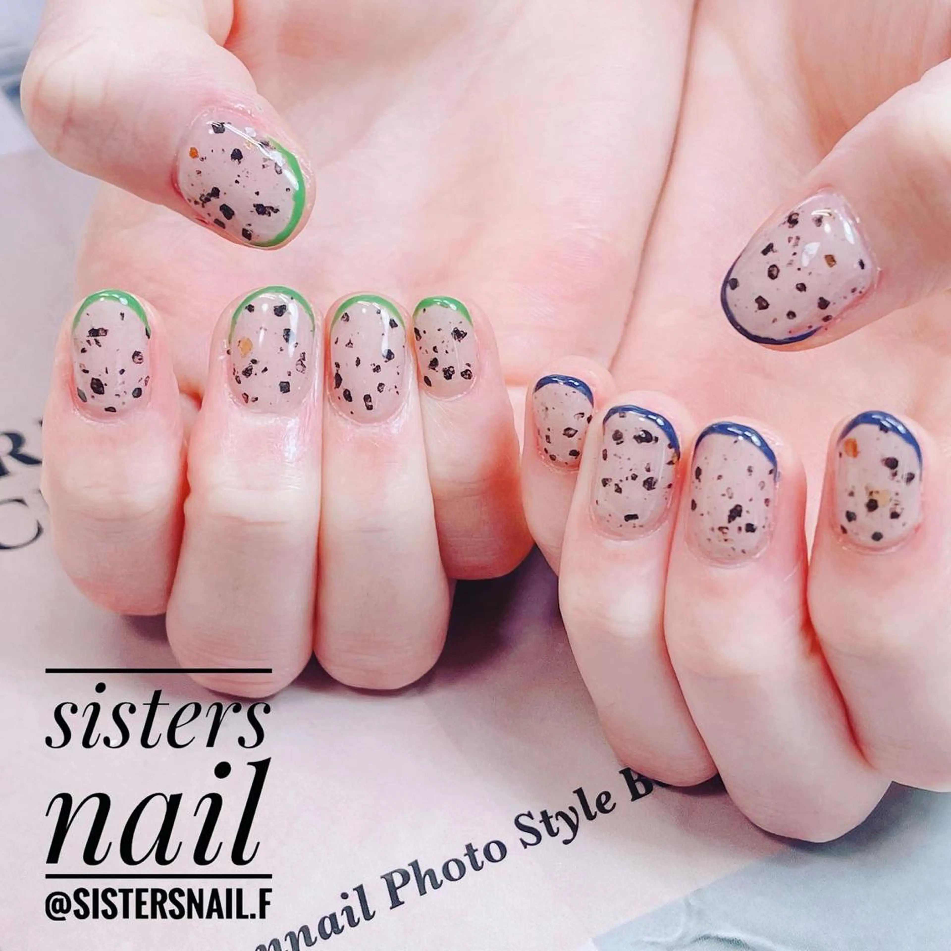 ネイル アートネイル カジュアル フレンチネイル ジェルネイル ネイビー sisters nail.fのネイルデザイン