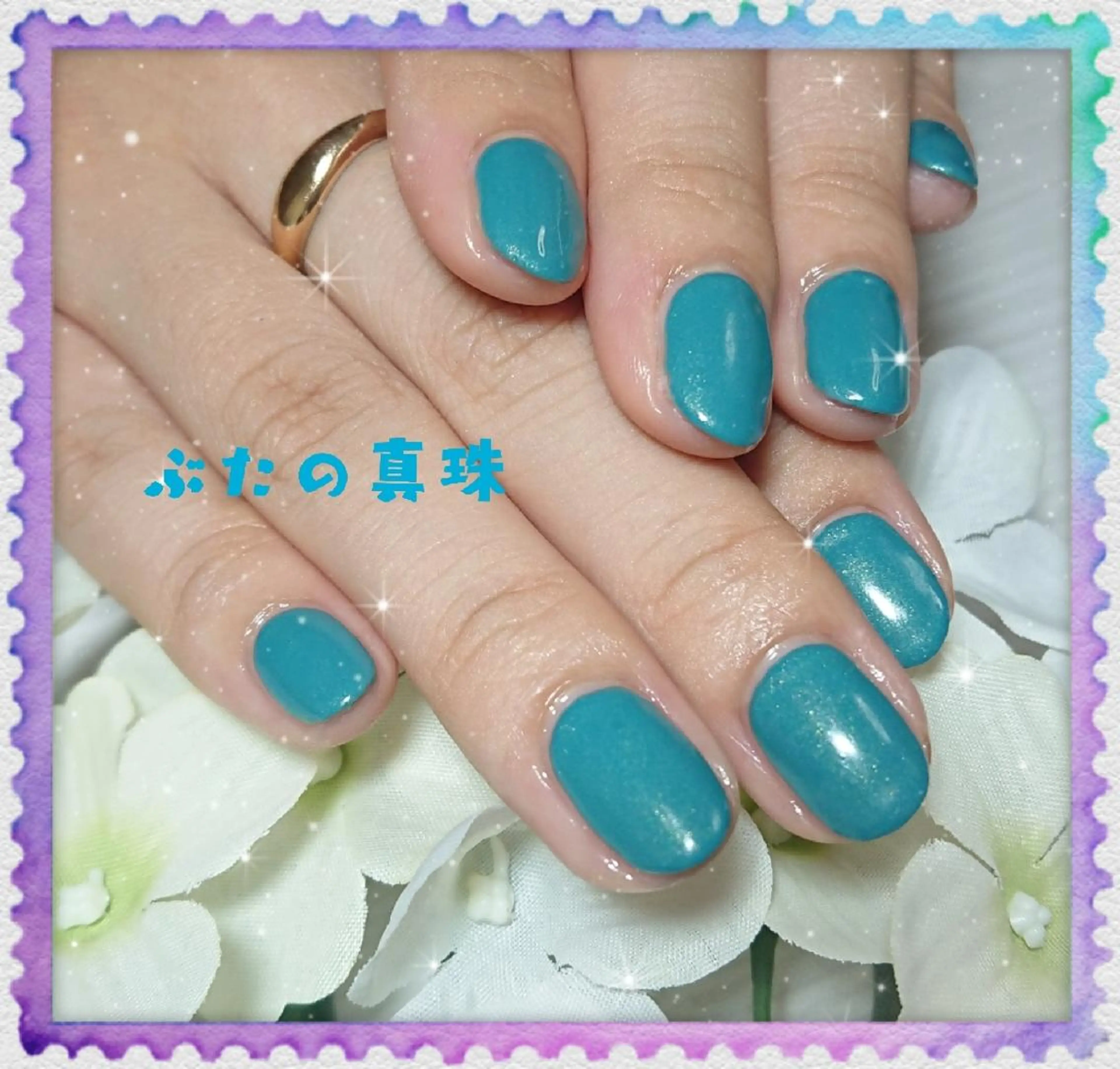 ネイル グリーン ワンカラーネイル ハンドネイル 林 珠里のネイルデザイン