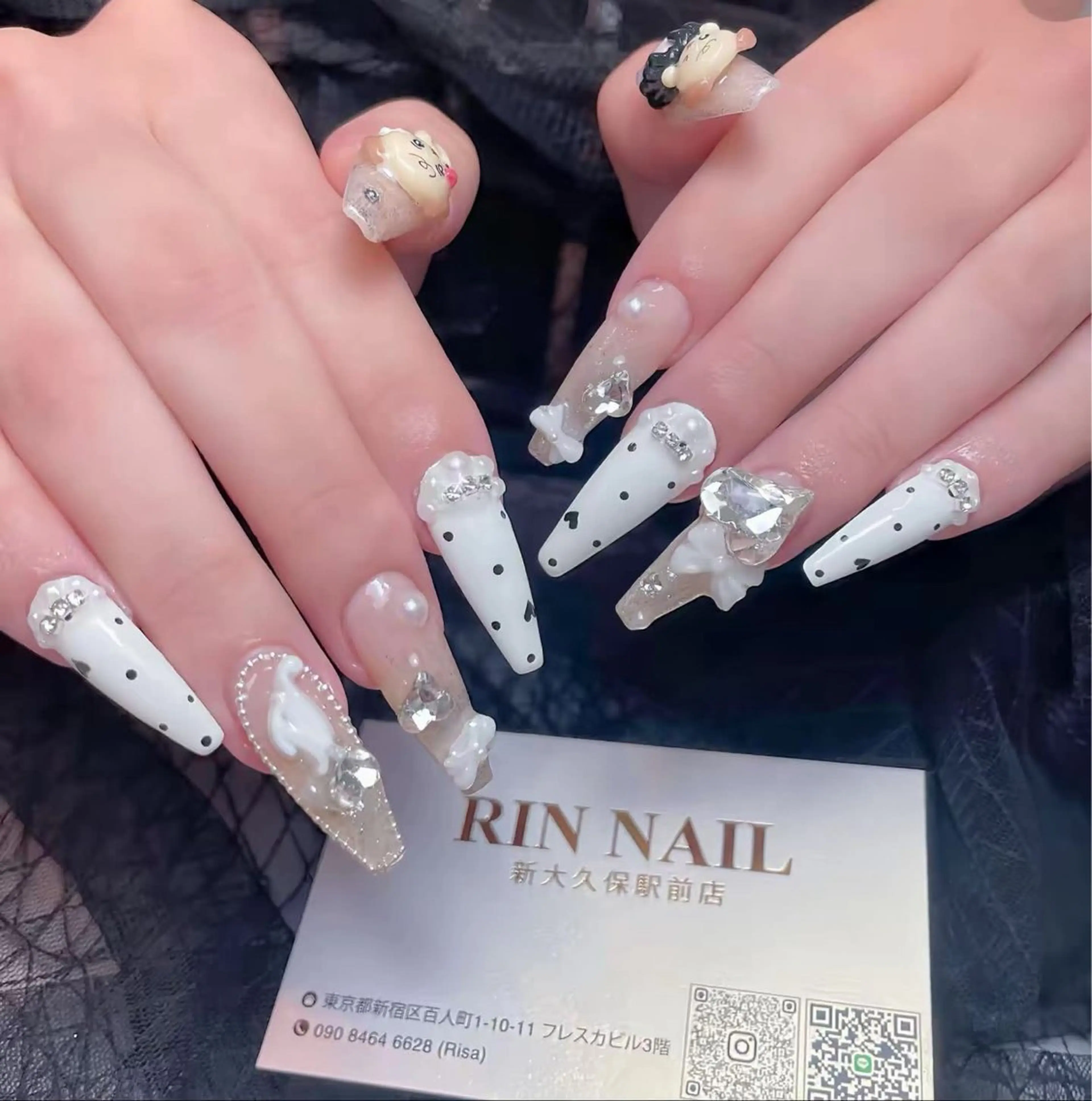 ネイル チークネイル フレンチネイル ガラスフレンチ グラデーション キラキラネイル ハンドネイル Rin Nail 新大久保店のネイルデザイン