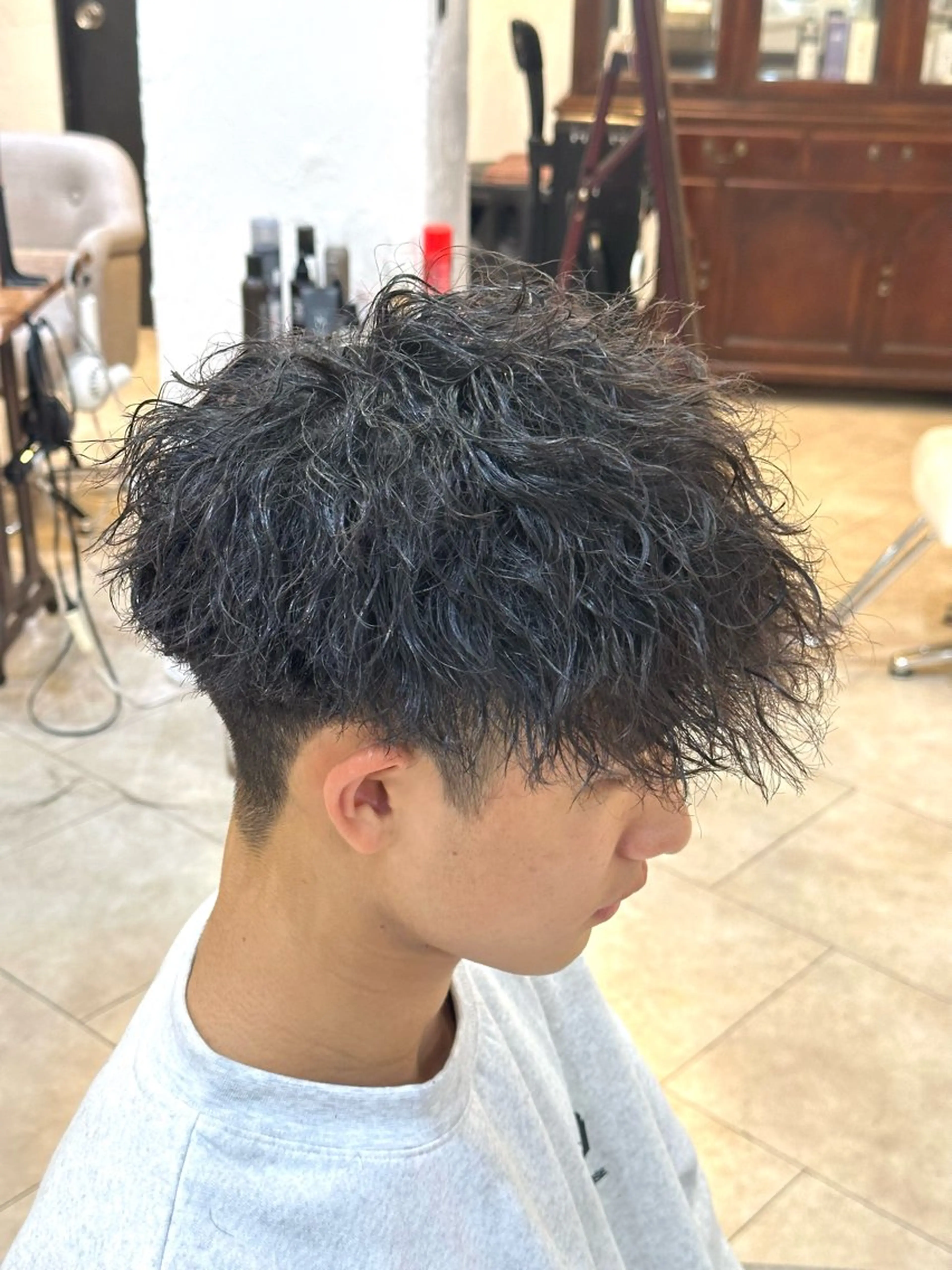 ショート パーマ メンズ スパイキー/ ピンパーマ/緑川雄也のヘアスタイル