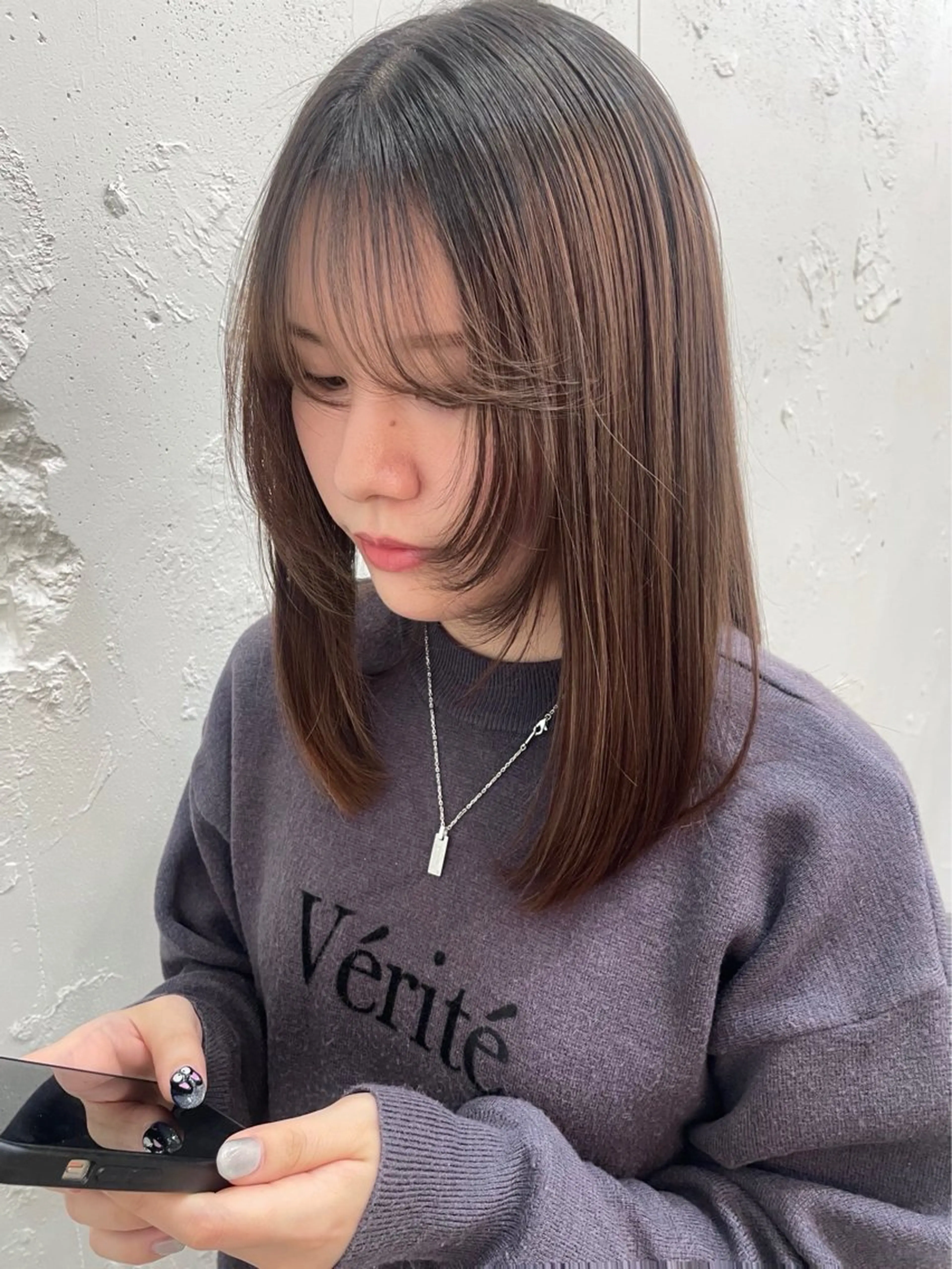 セミロング パーマ ストレートパーマ ナカノユウ/本厚木/ レイヤーカットのヘアスタイル