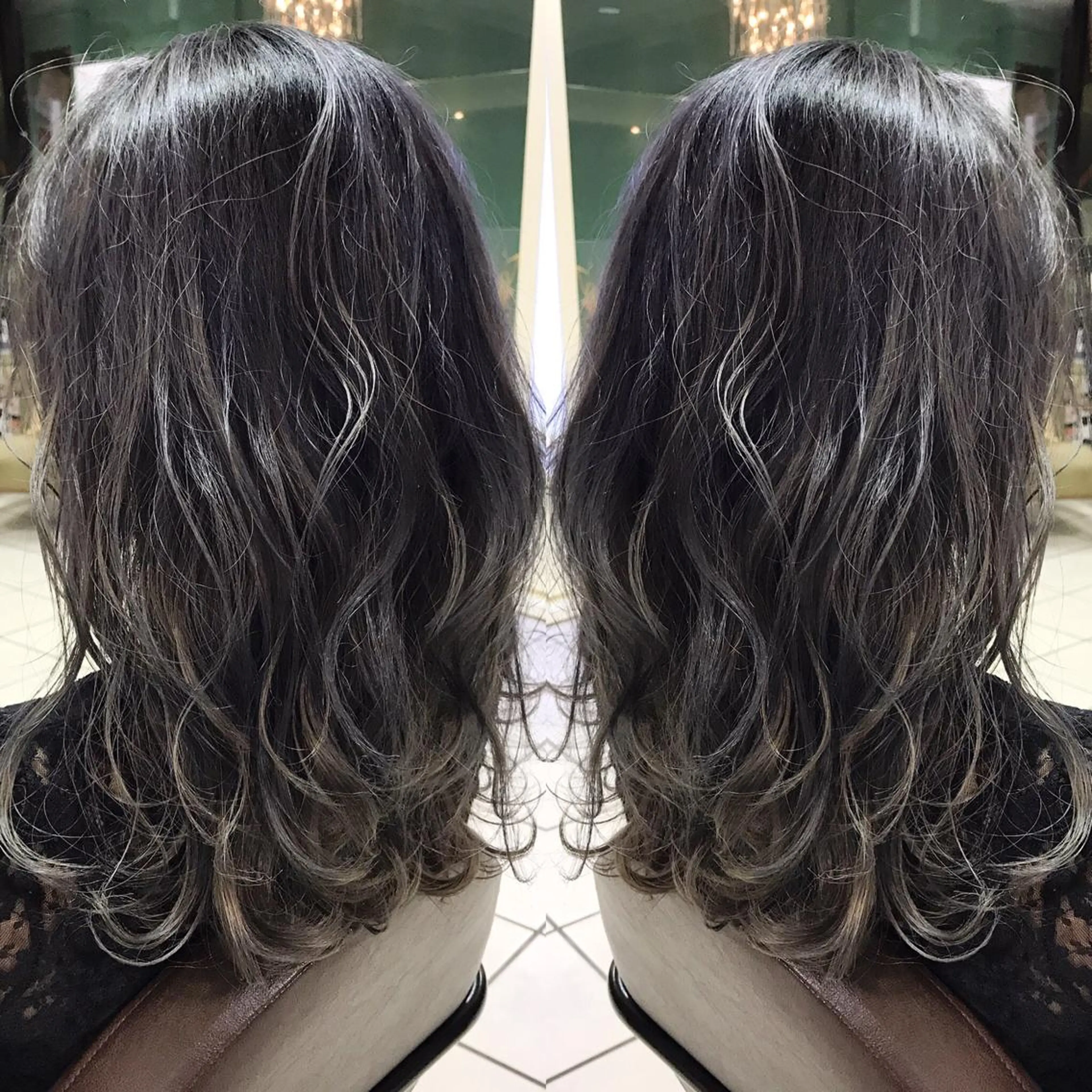 セミロング カラー シールエクステ⭐️ オオミタクヤのヘアスタイル