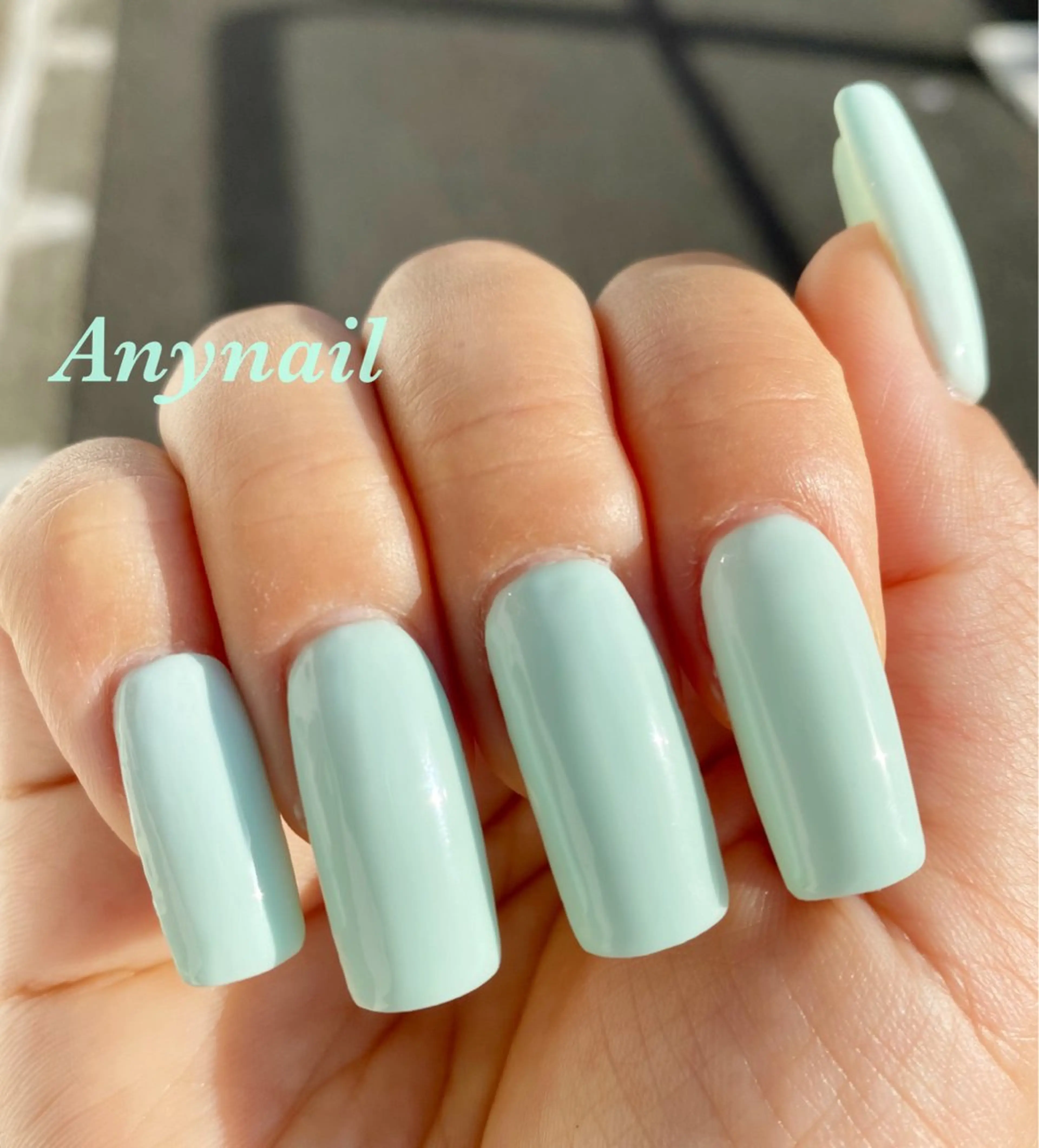 ネイル ブルー ワンカラーネイル パステルネイル スカルプネイル ハンドネイル 岩澤 恵子のネイルデザイン