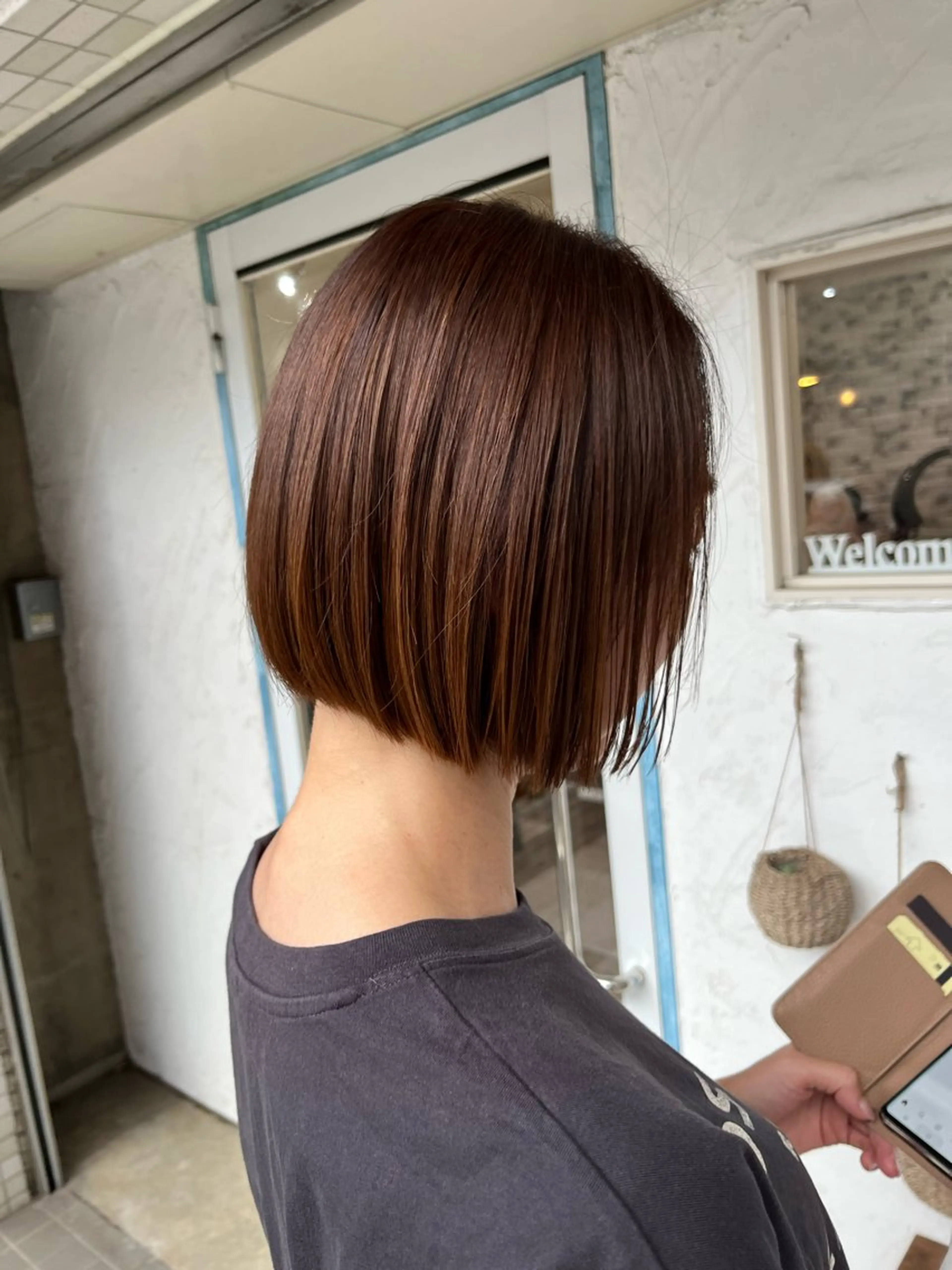 ミディアム 切りっぱなしボブ ボブ カット 正分 真美のヘアスタイル
