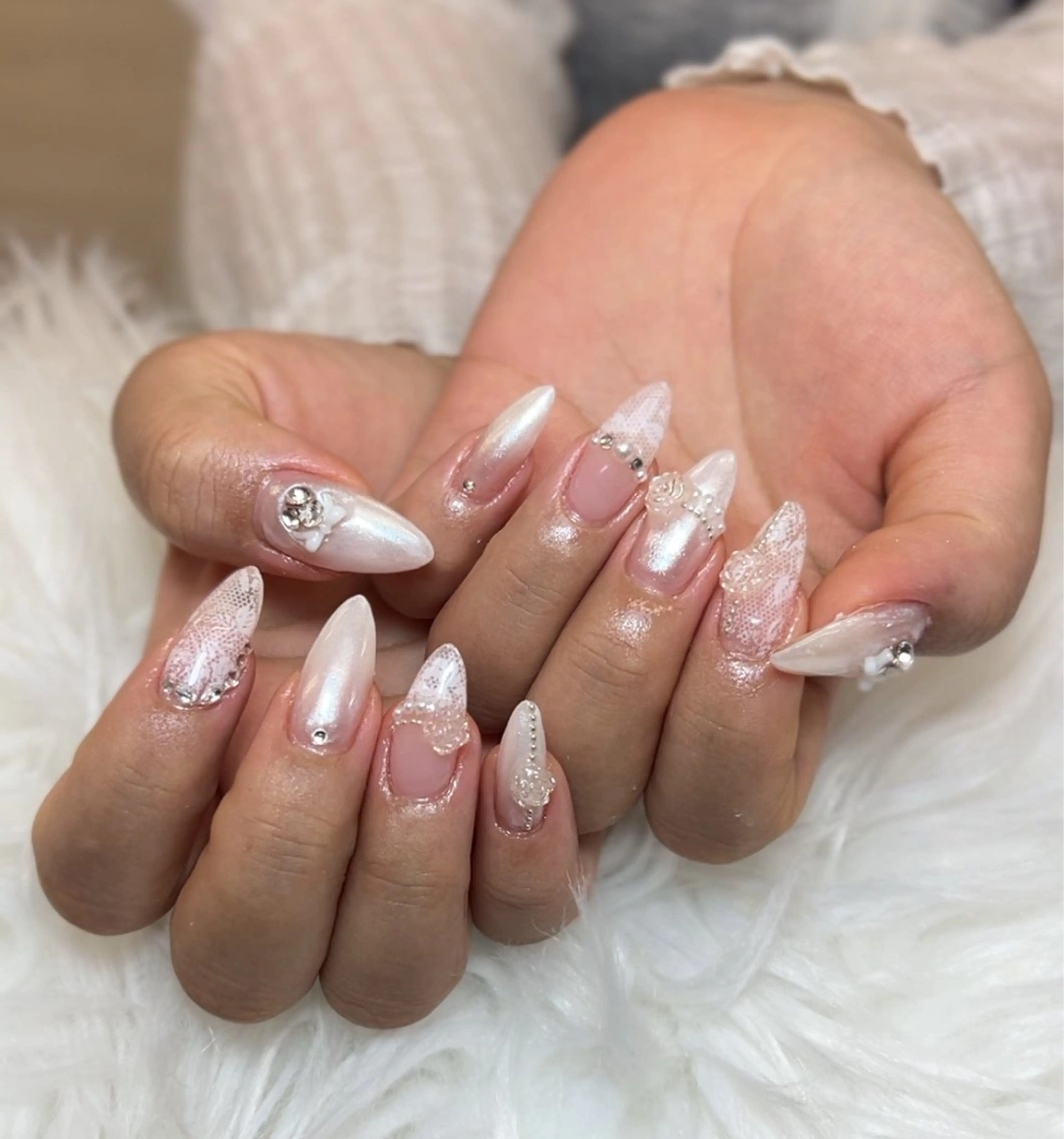 ネイル アートネイル オーロラネイル チークネイル 長さ出し フットネイル Noiranail_ studio川越西口のネイルデザイン