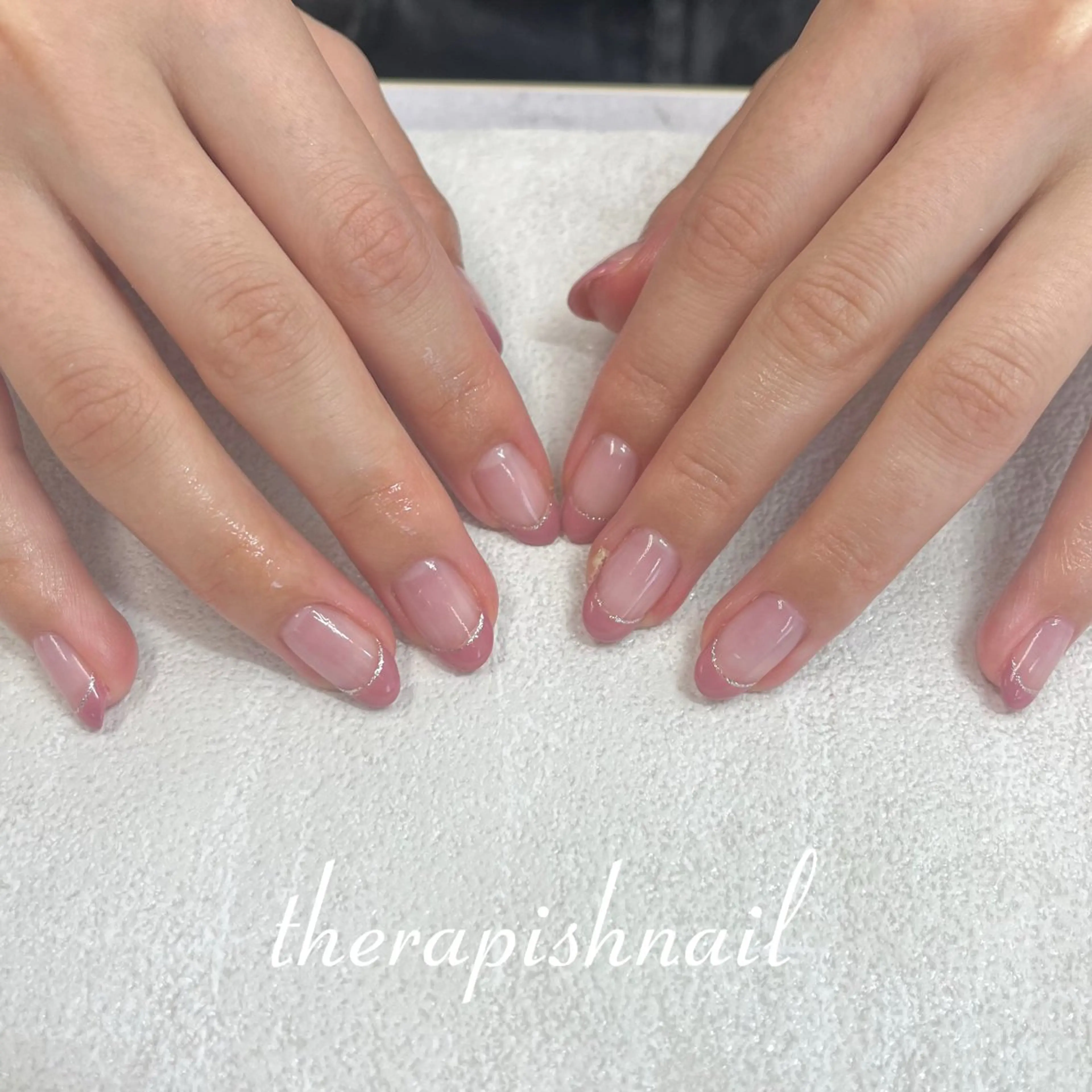 ネイル フレンチネイル ラメ(グリッター) therapish 東三国徒歩1分 ゆなのネイルデザイン