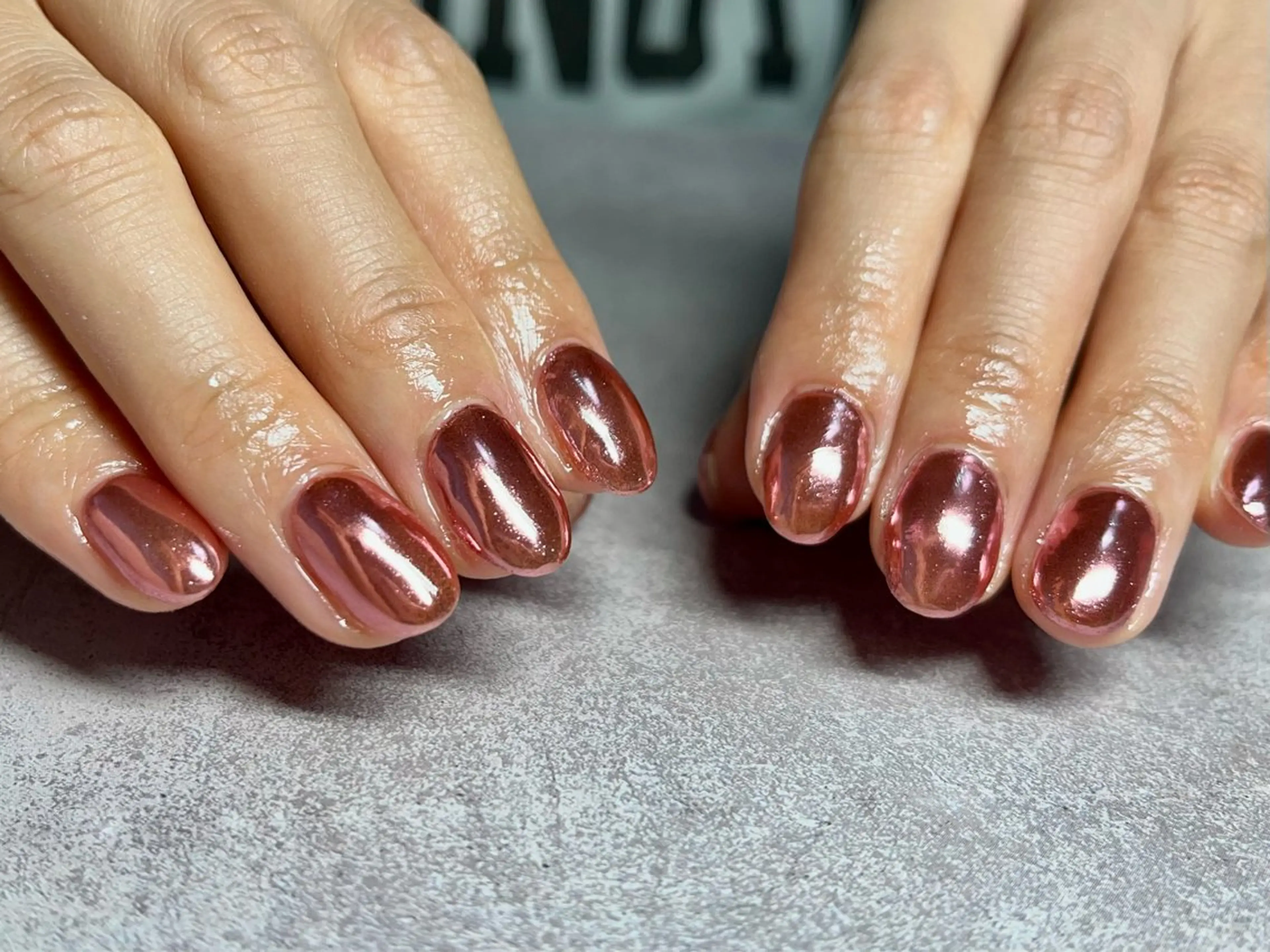 ネイル ミラーネイル ピンク ハンドネイル ネイルサロン kupuのネイルデザイン