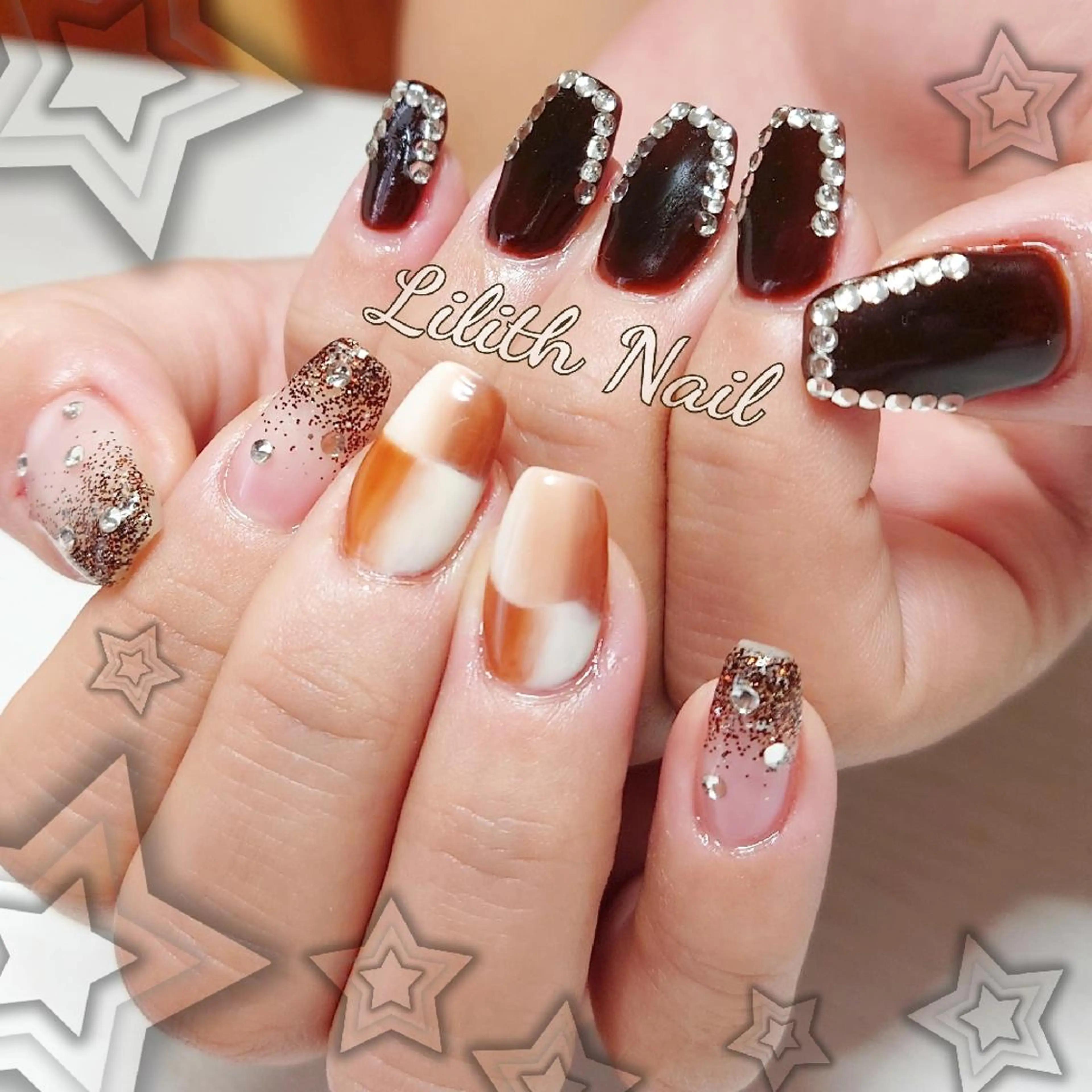 ネイル アートネイル フレンチネイル グラデーション キラキラネイル 韓国ネイル Lilith Nailのネイルデザイン