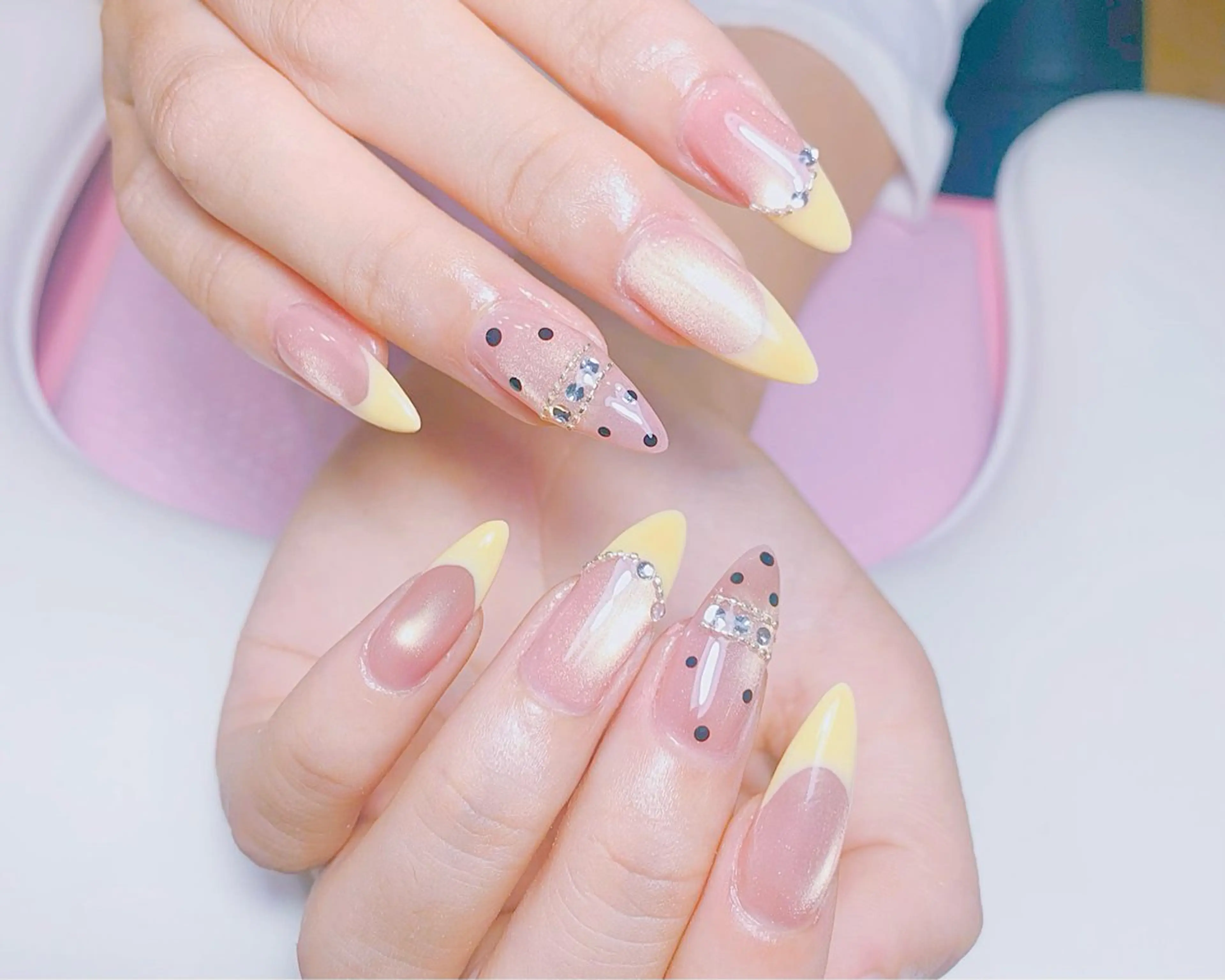 ネイル チークネイル 長さ出し フラッシュネイル フレンチネイル グラデーション ハンドネイル AN NAIL SALONのネイルデザイン