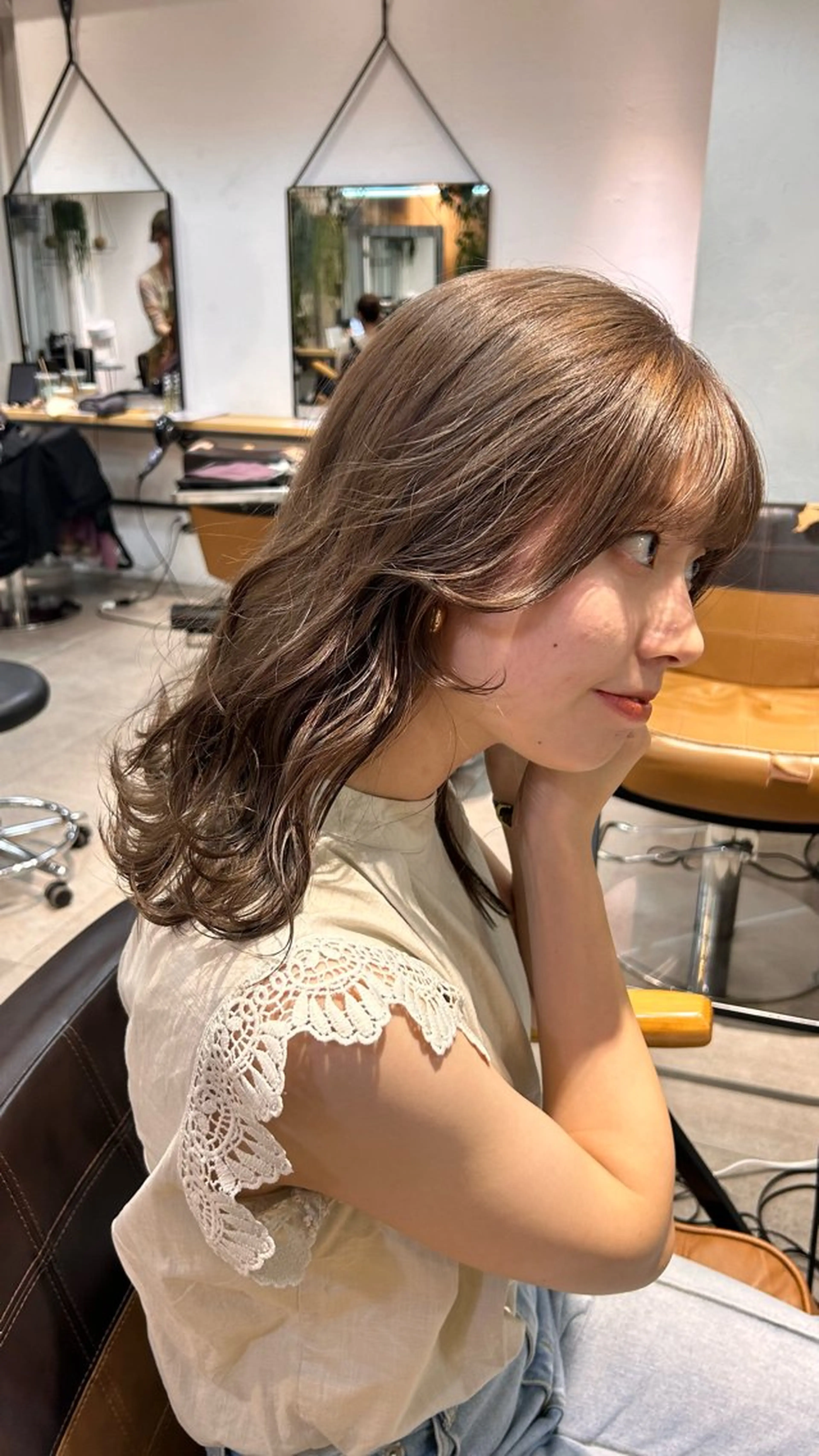 ミディアム カラー 透明感カラー じゅわっと暖色カラー 🍊Moemiのヘアスタイル