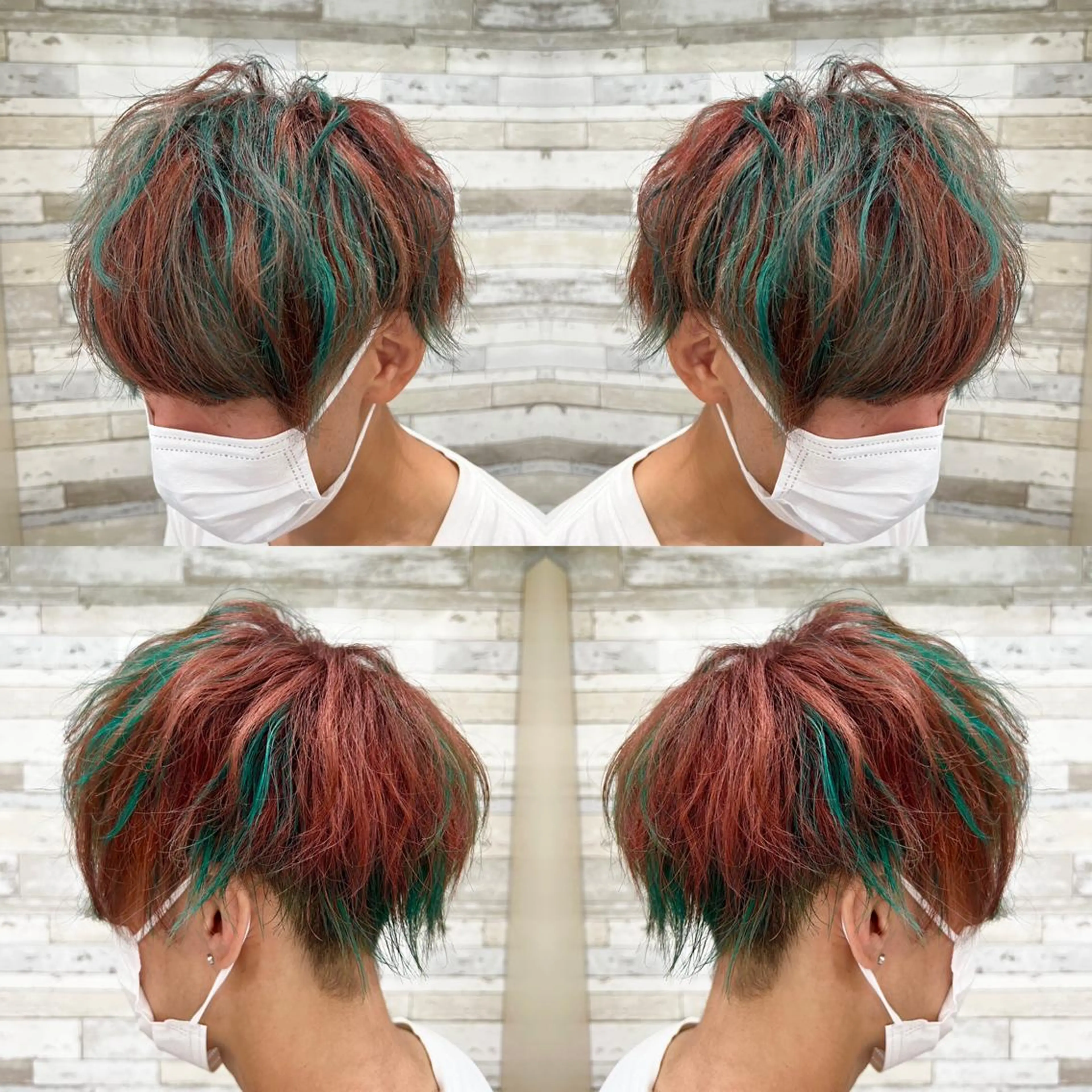 ミディアム カラー メンズ ヘアカラー トリートメント 🌈推し色派手髪 ハイトーンShinのヘアスタイル