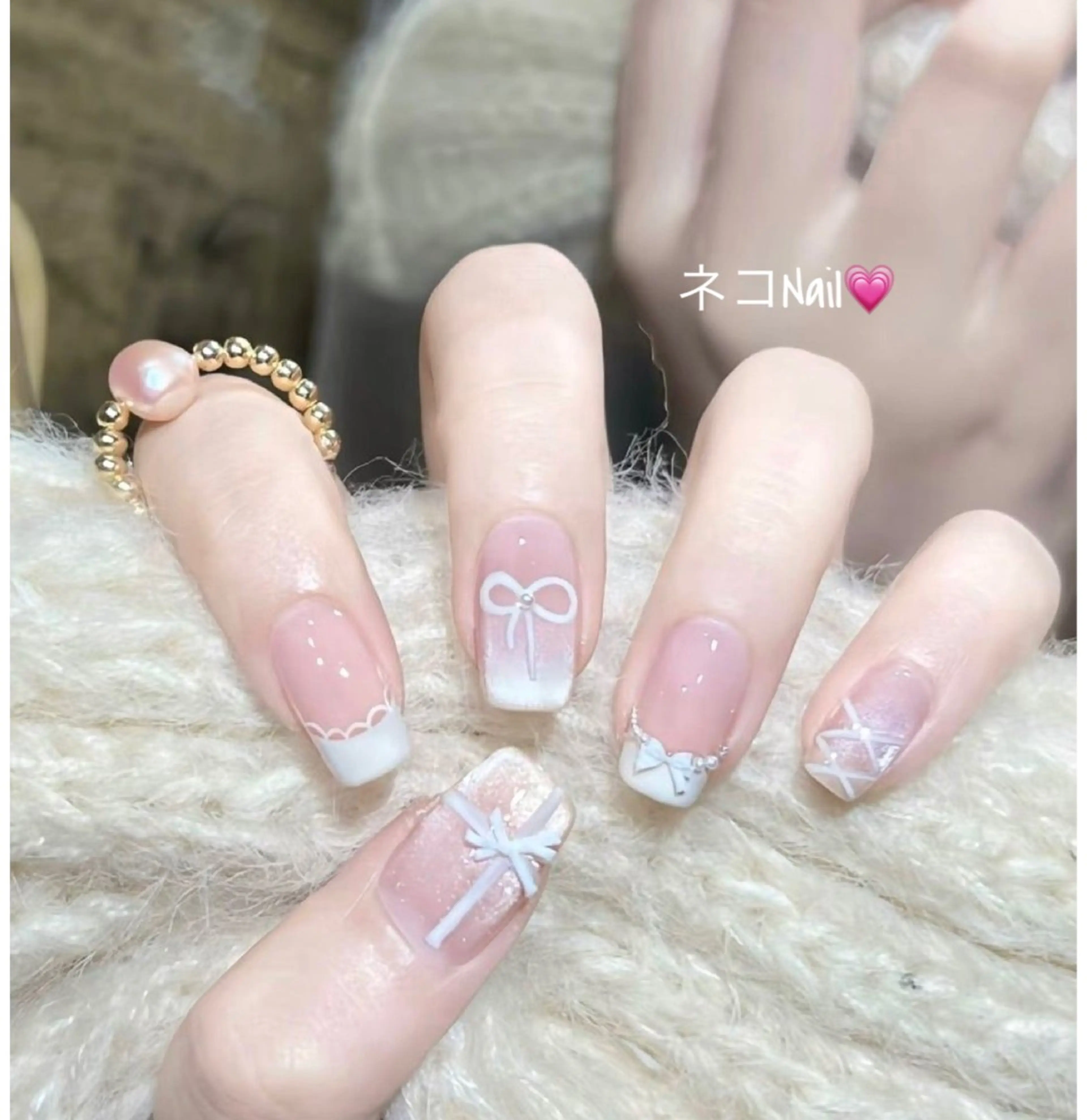 ネイル 持ち込み ニュアンスネイル ショートネイル ハンドネイル ネコ Nailのネイルデザイン