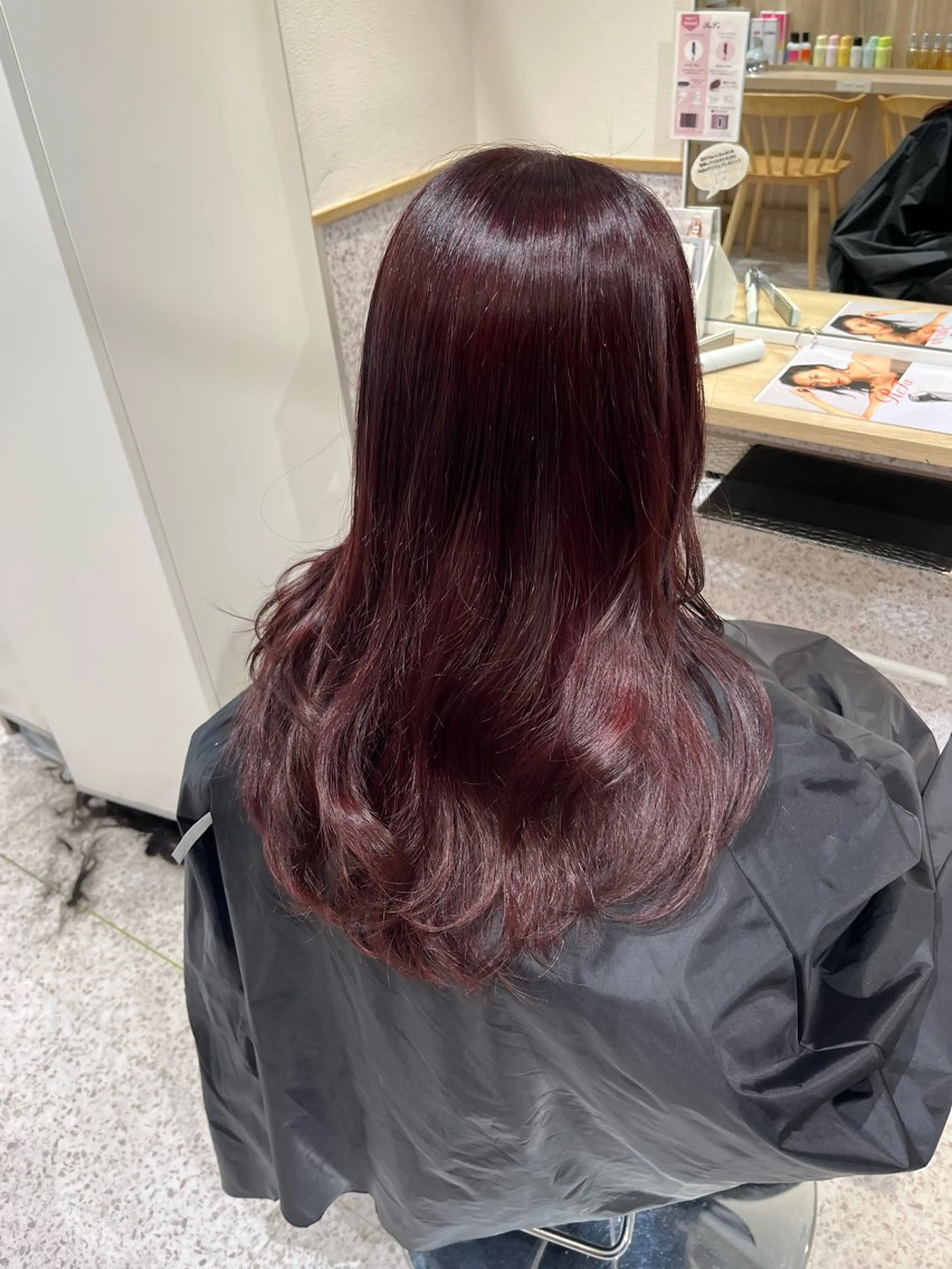 セミロング カラー カシス ピンクカラー 髪質改善 トリートメント ヘアカラー トリートメント 髪質改善&艶カラー/ ほんだあみ (♡)のヘアスタイル