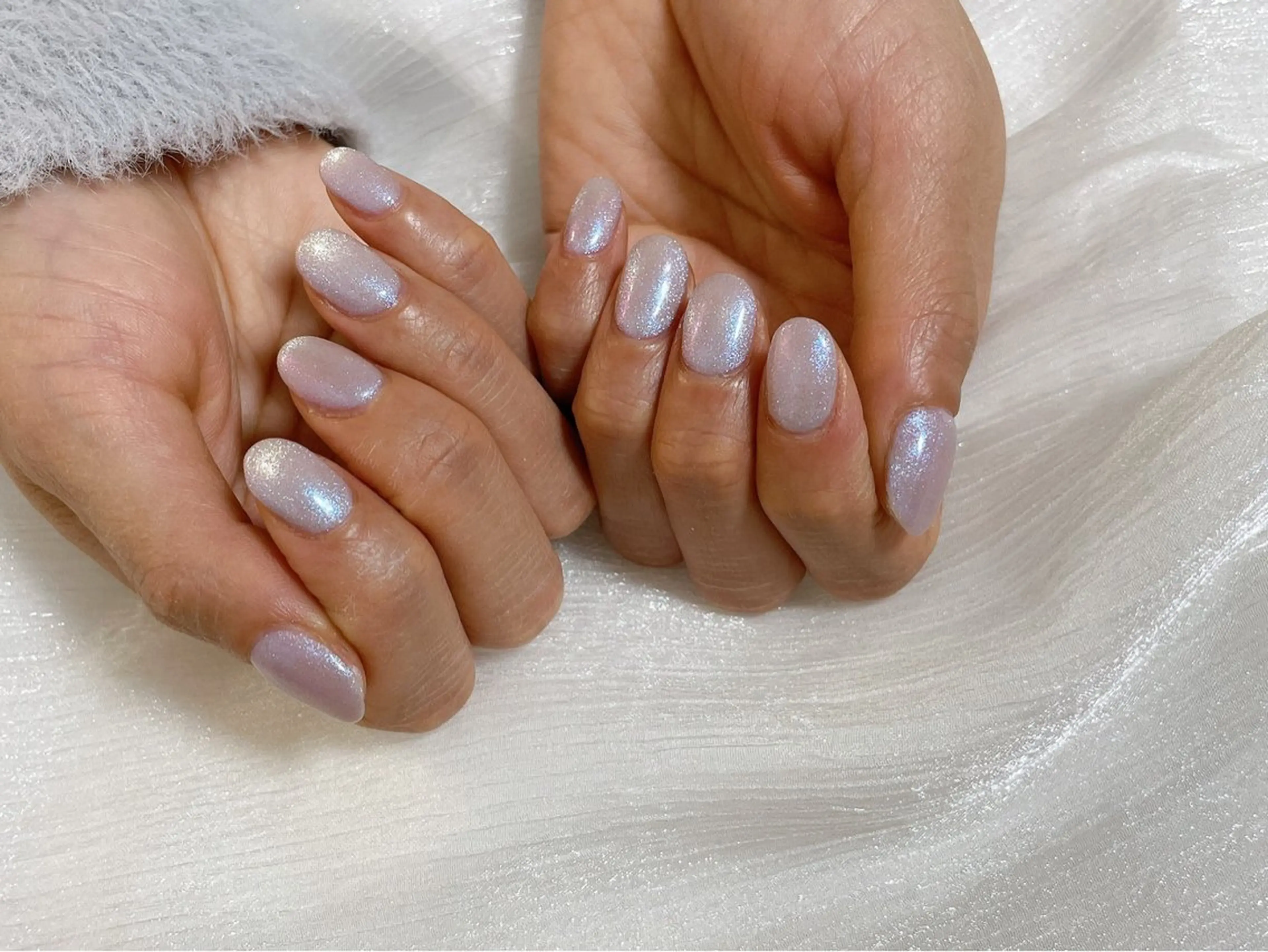 ネイル オーロラネイル ブルー フットネイル フレンチネイル ジェルネイル ハンドネイル kiki nail たまプラーザのネイルデザイン