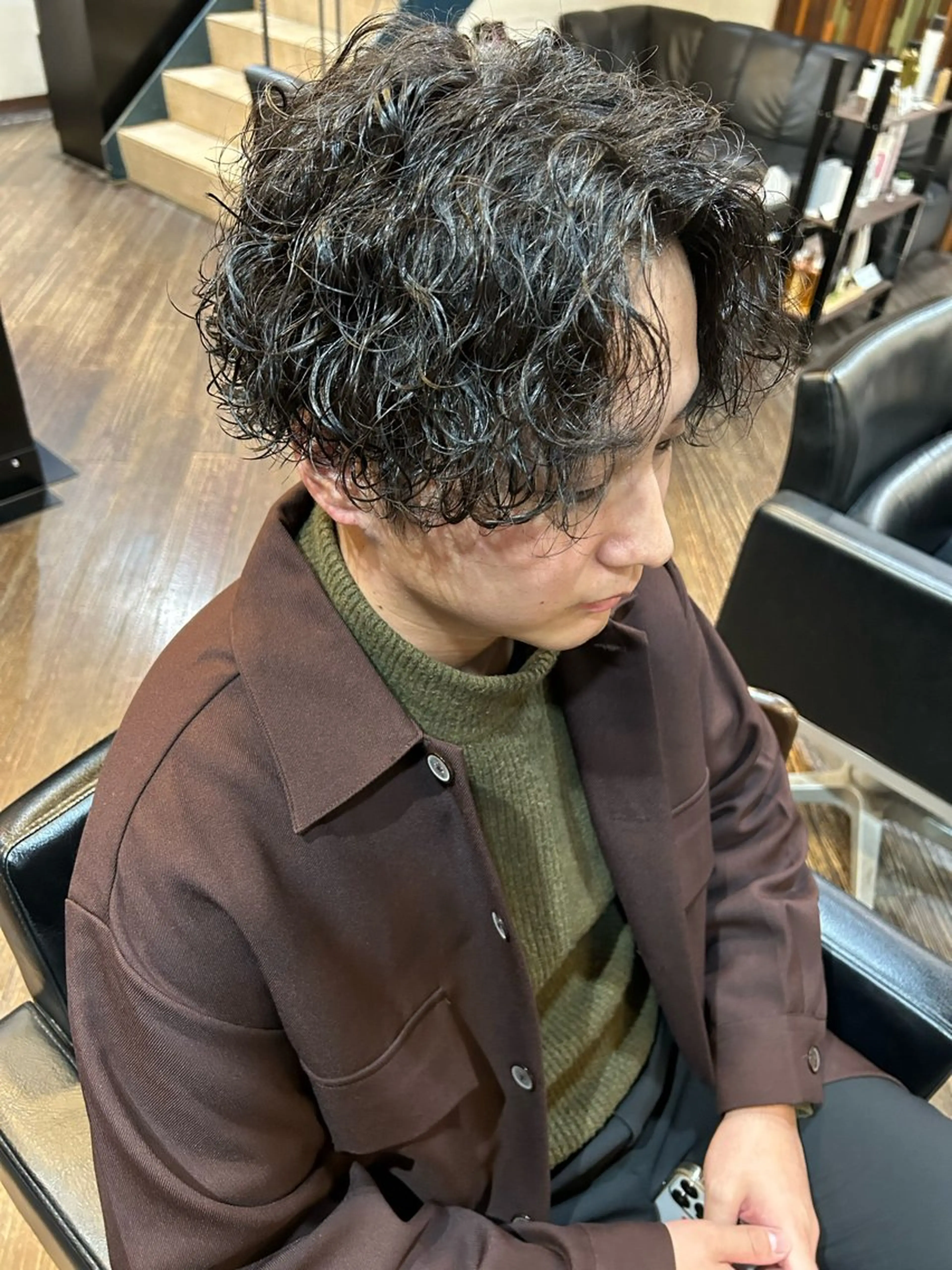 ミディアム パーマ メンズ 大阪/梅田/シャドウ パーマ/ノボリユウタのヘアスタイル