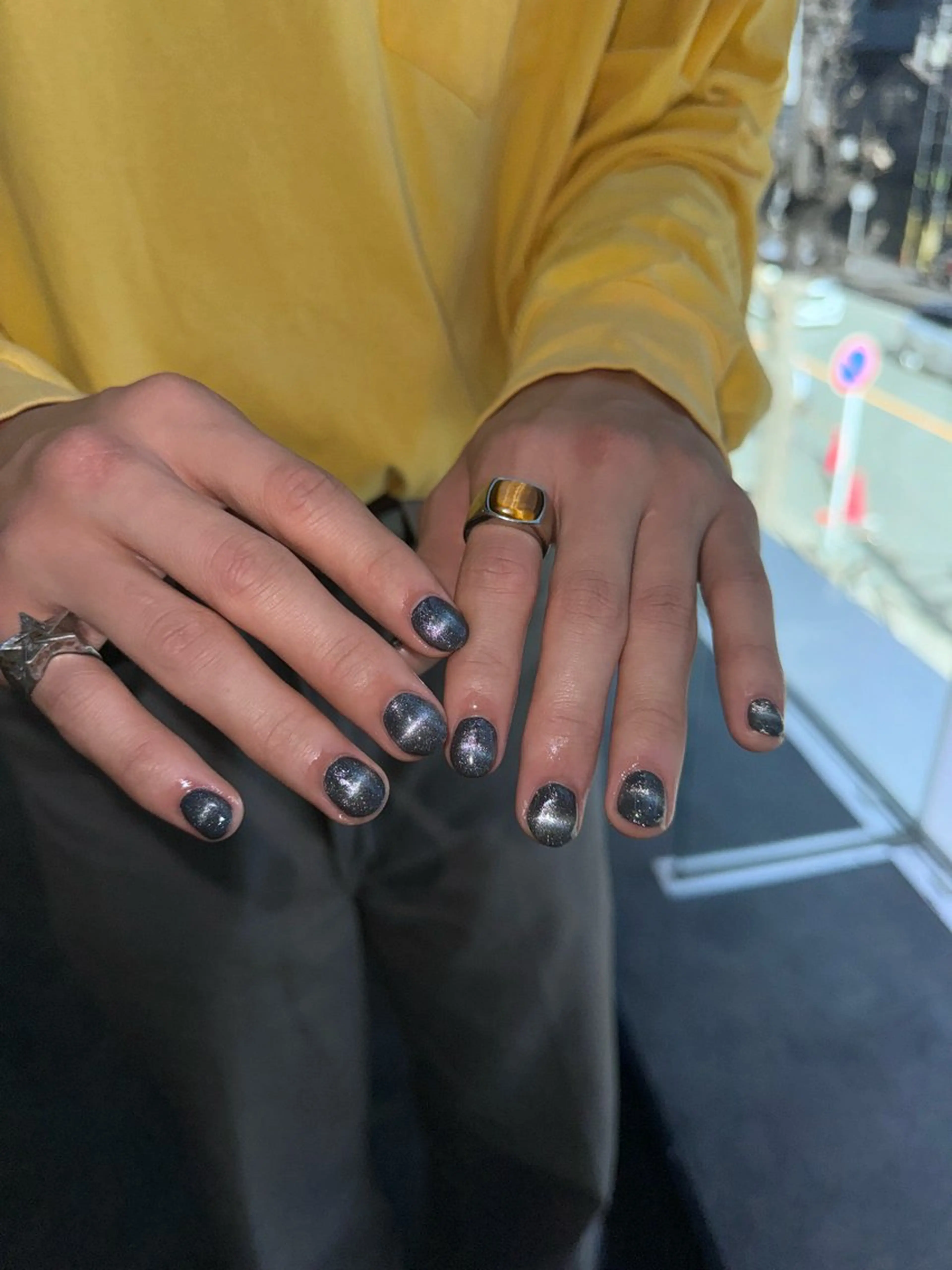 ネイル フレンチネイル マグネットネイル メンズネイル ニュアンスネイル ワンカラーネイル ハンドネイル GRANDE大須 Cecil💜のネイルデザイン