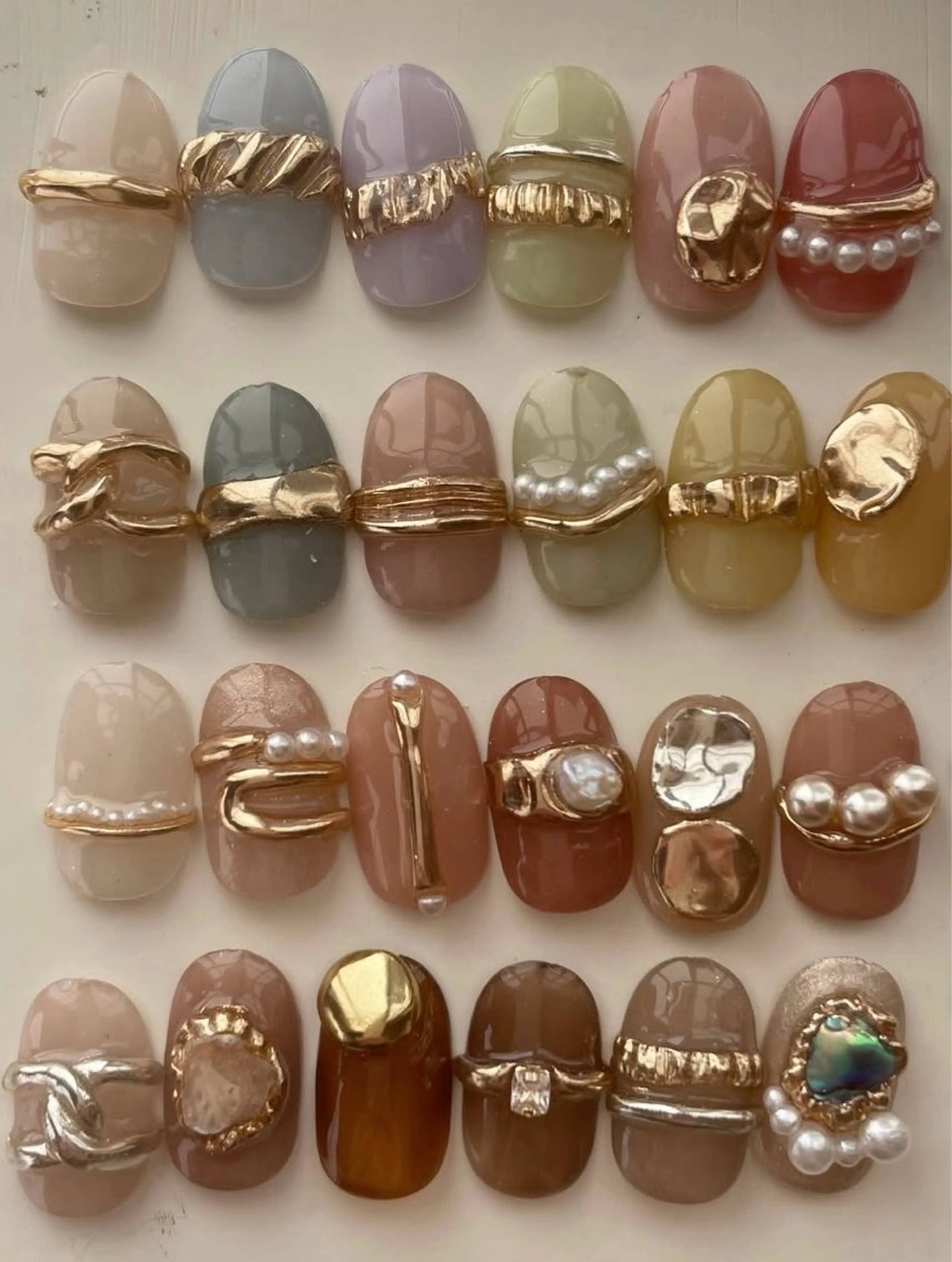 リング2本ネイル(ベースワンカラー)の写真