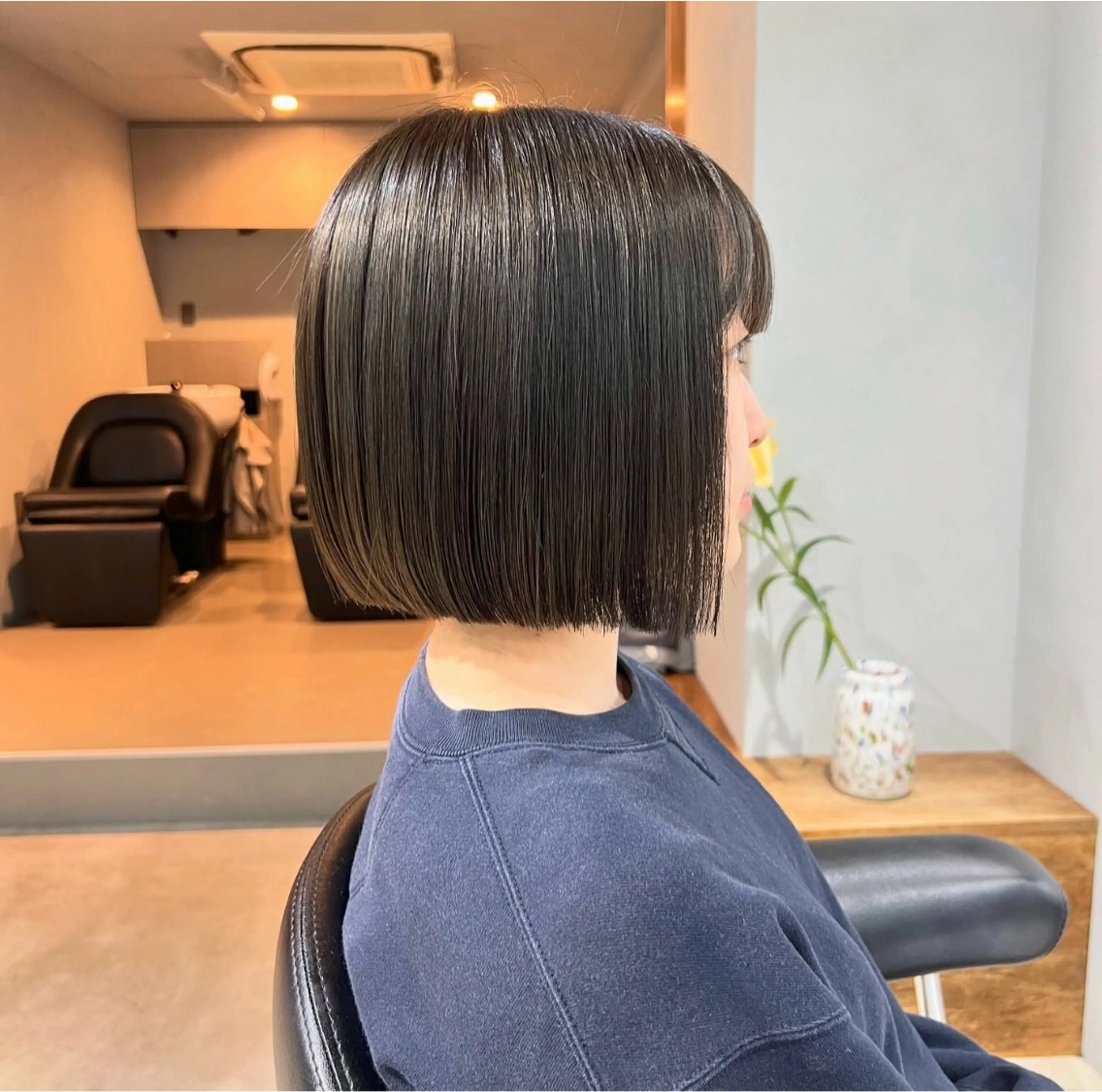 ミディアム カラー ヘアカラー トリートメント akane/ボブ /オリーブベージュのヘアスタイル