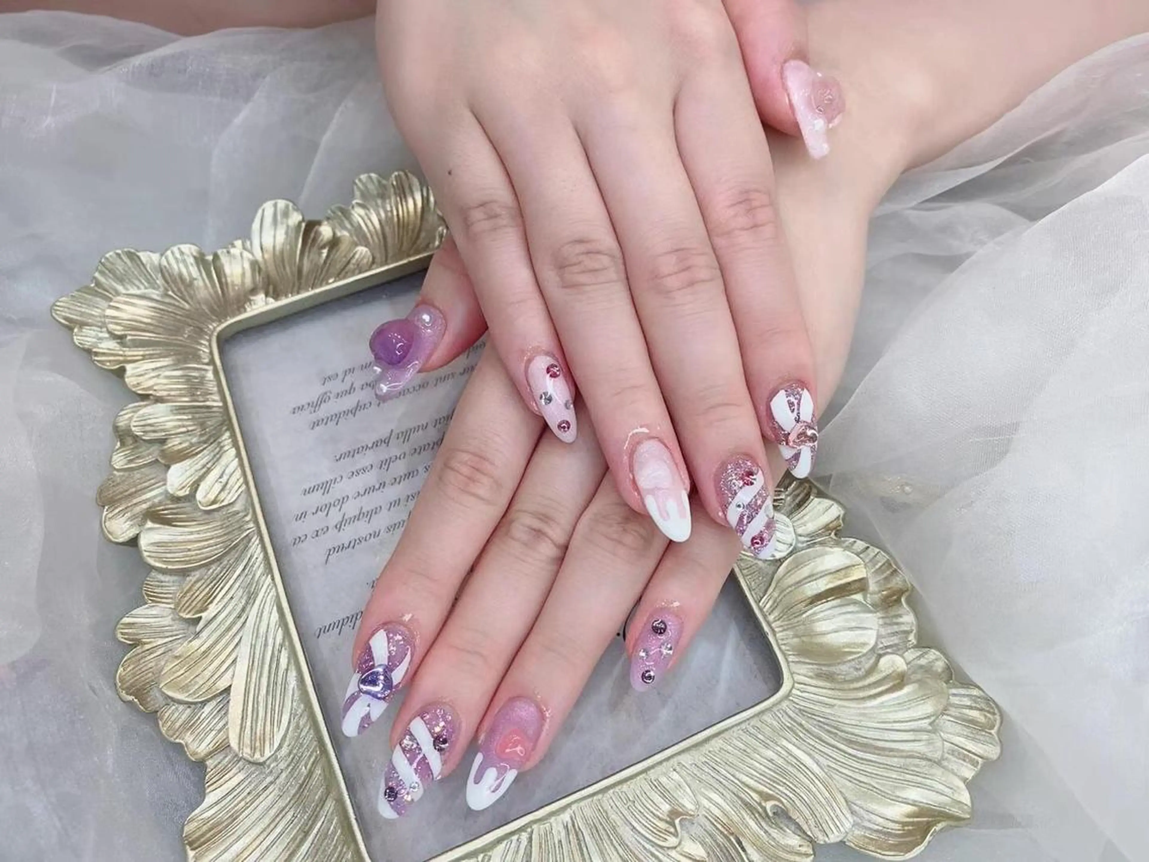 ネイル ハート キラキラネイル babarla Nailのネイルデザイン