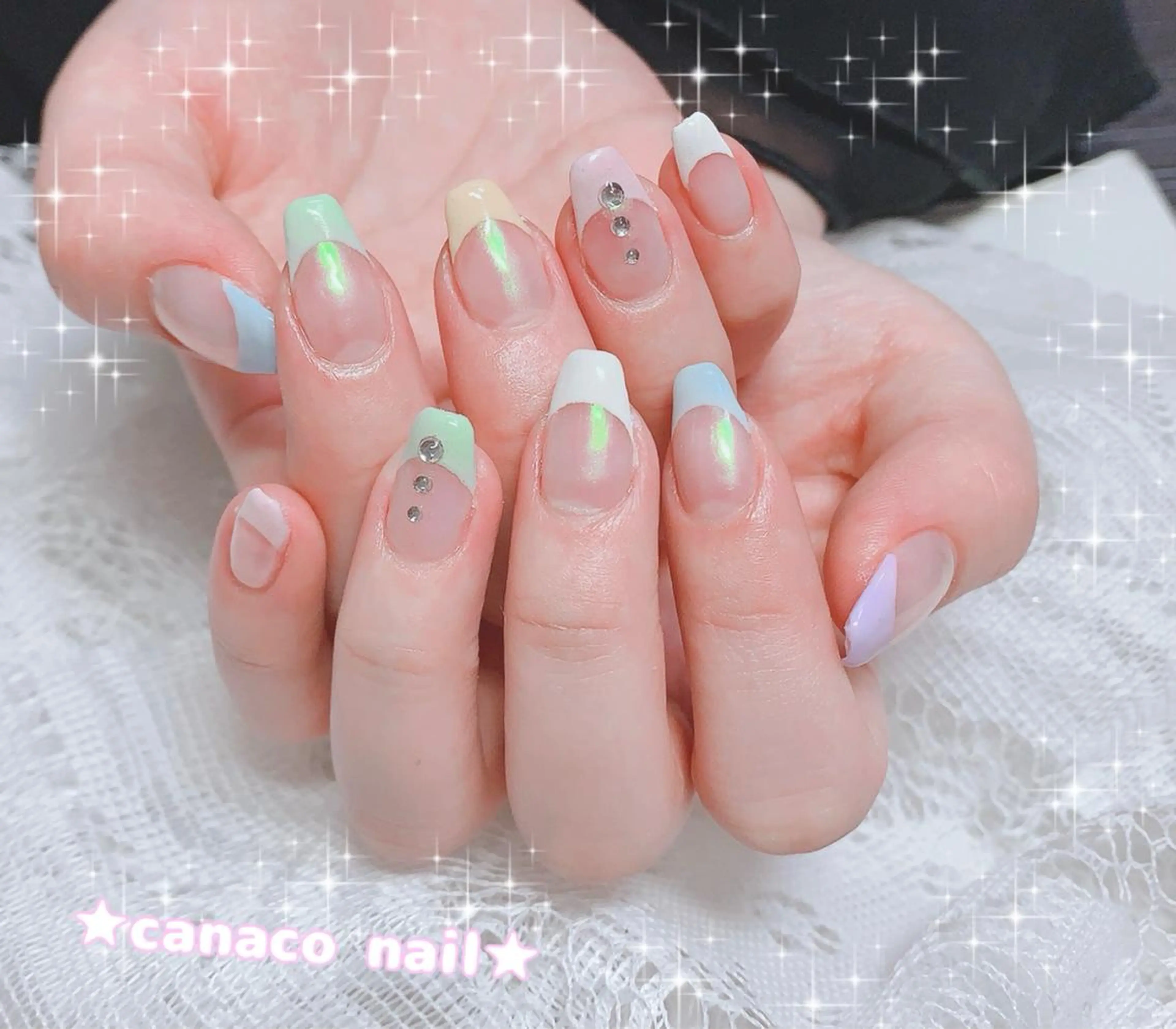 ネイル アートネイル オーロラネイル フレンチネイル ジェルネイル ミラーネイル ハンドネイル ハンドケア ベテランネイル cnc  nailのネイルデザイン