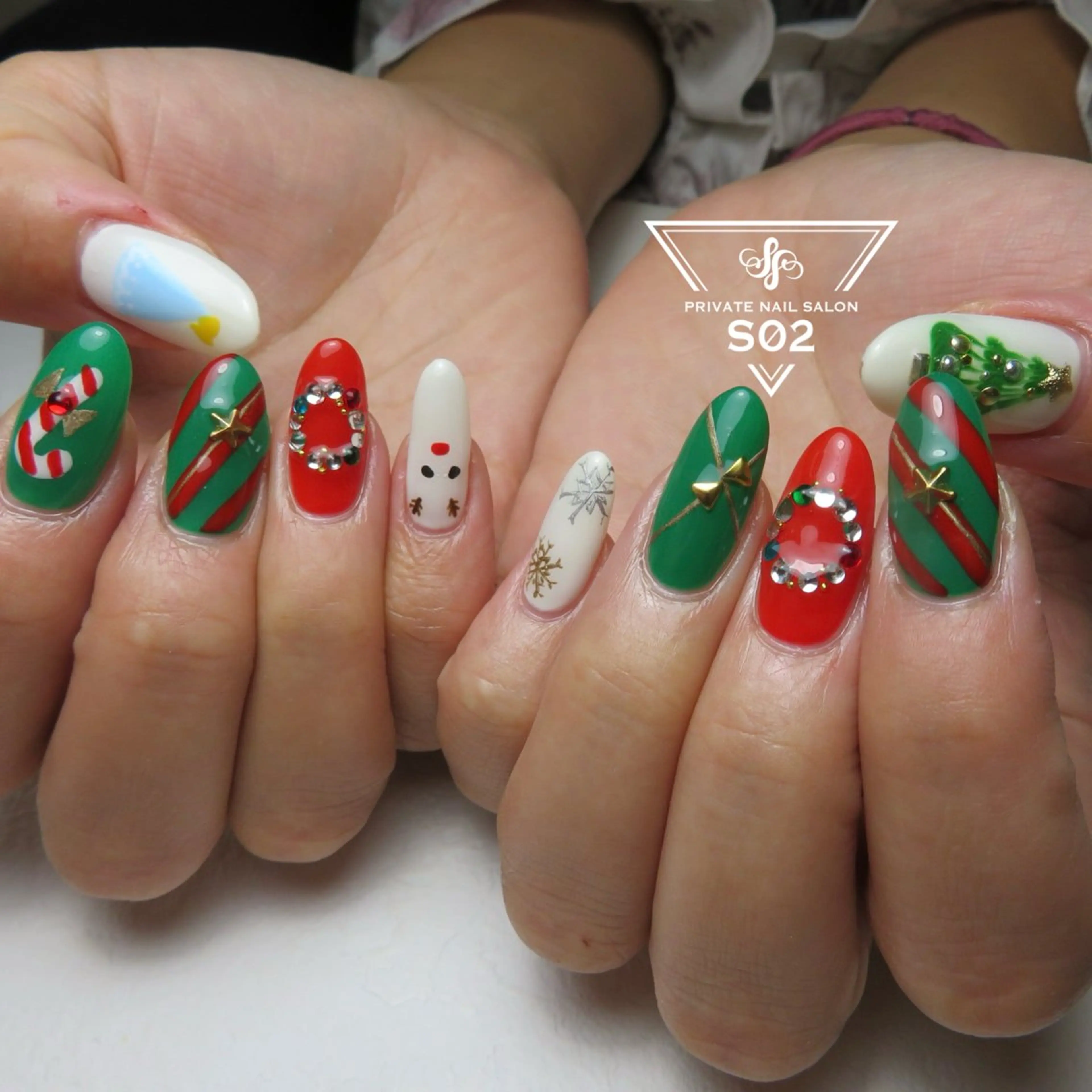 ネイル 持ち込み 冬ネイル クリスマス S02 𝙲𝚑𝚒𝚎のネイルデザイン