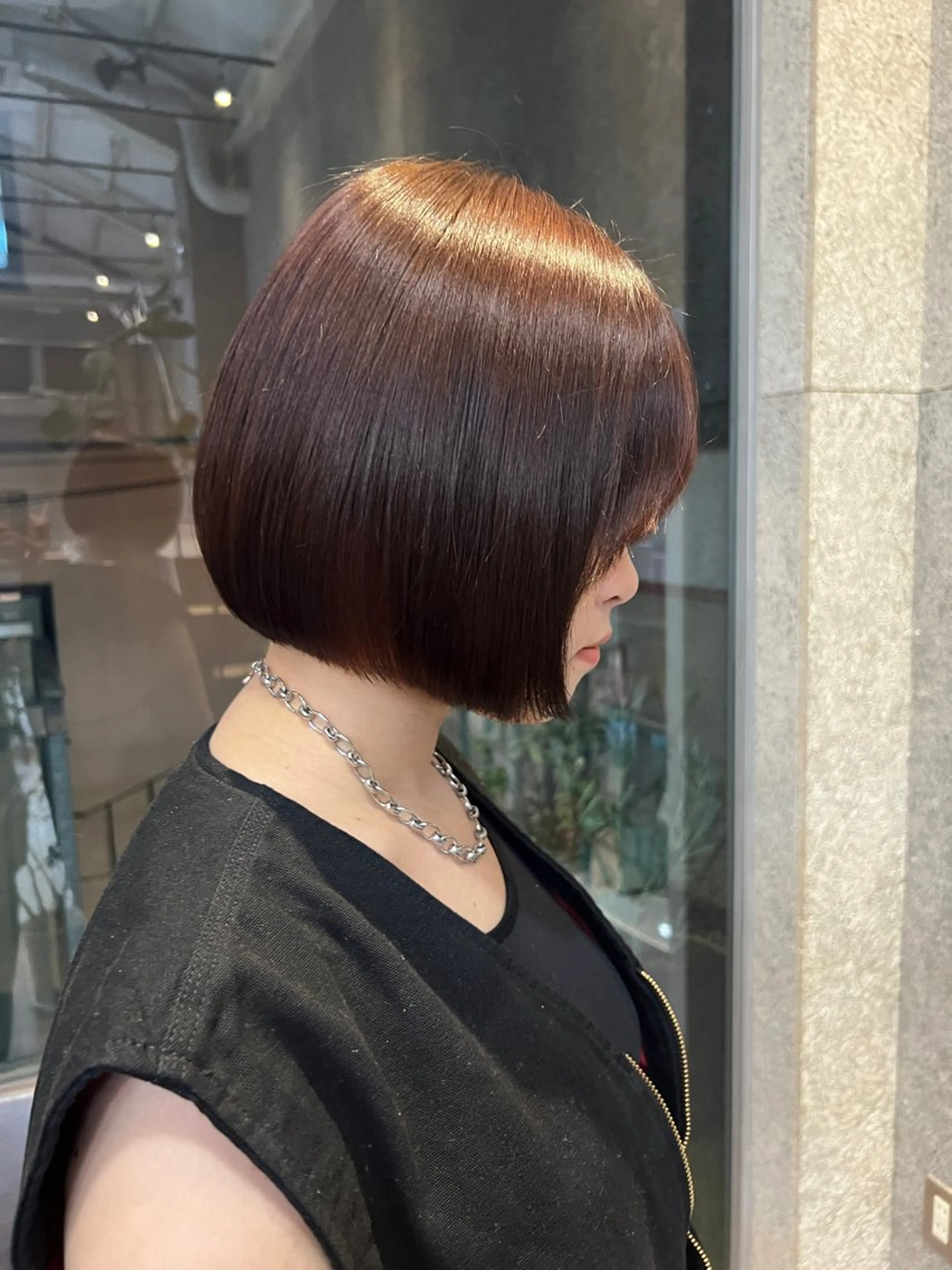 ショート カラー ブラウンカラー オレンジ オレンジブラウン ボブ カット ヘアカラー トリートメント 透明感/血色カラー/ 似合せレイヤー/ゆいのヘアスタイル