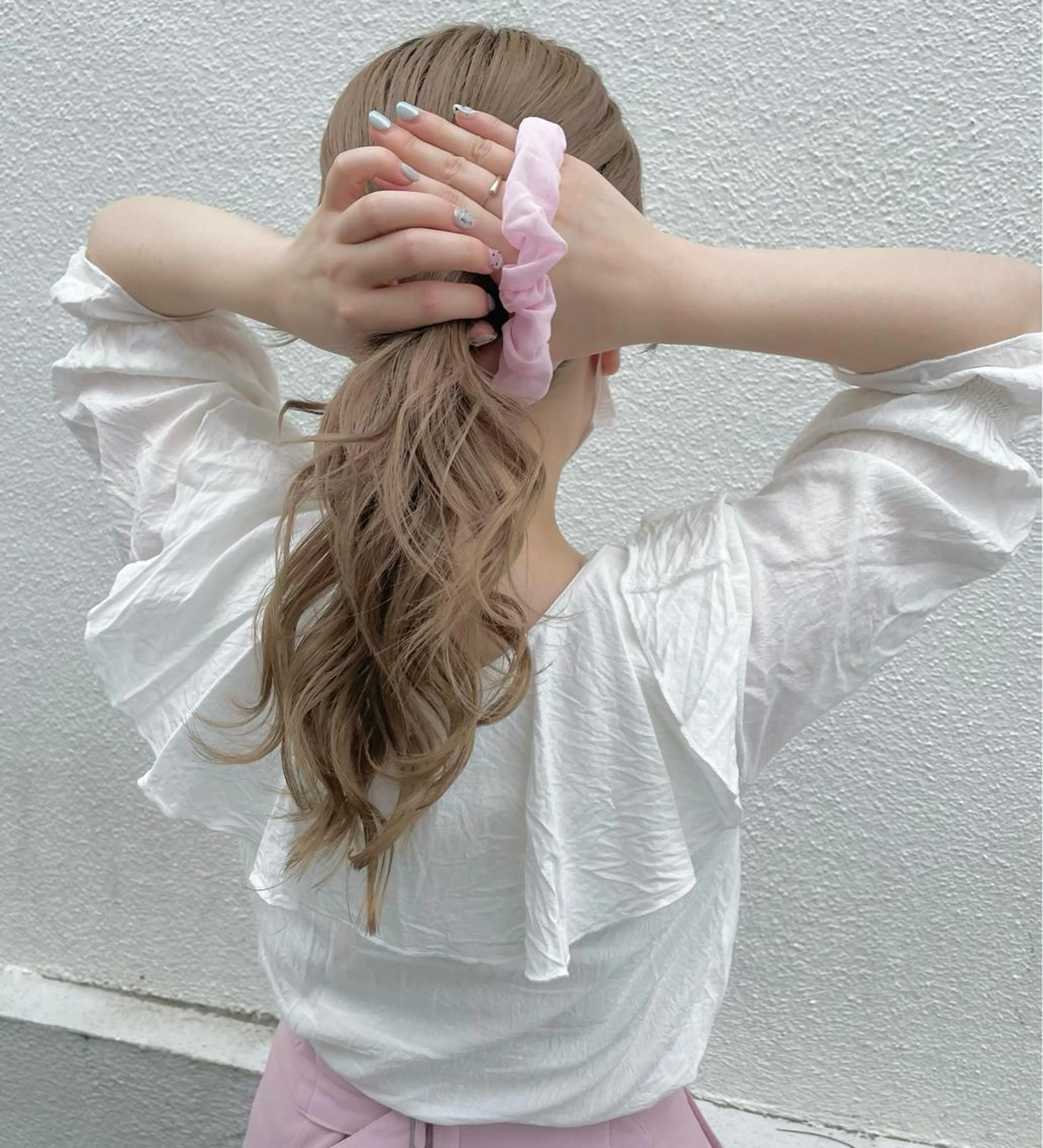 ロング カラー ブリーチなしカラー ダブルカラーエクステのヘアスタイル