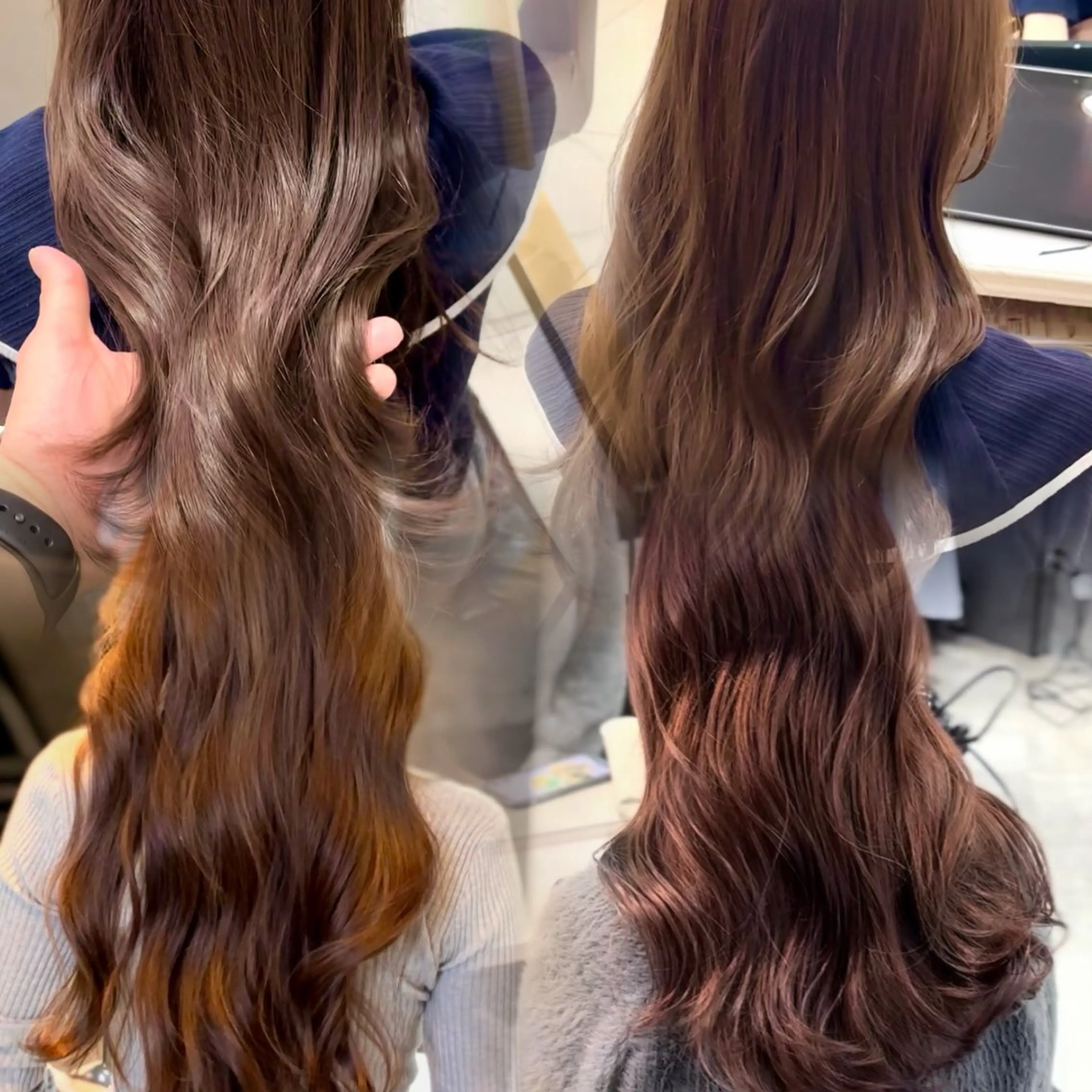 ロング 髪質改善 韓国風ヘア レイヤーカット シースルーバング 新宿/韓国レイヤー/ 顔まわり/メンズヘアのヘアスタイル