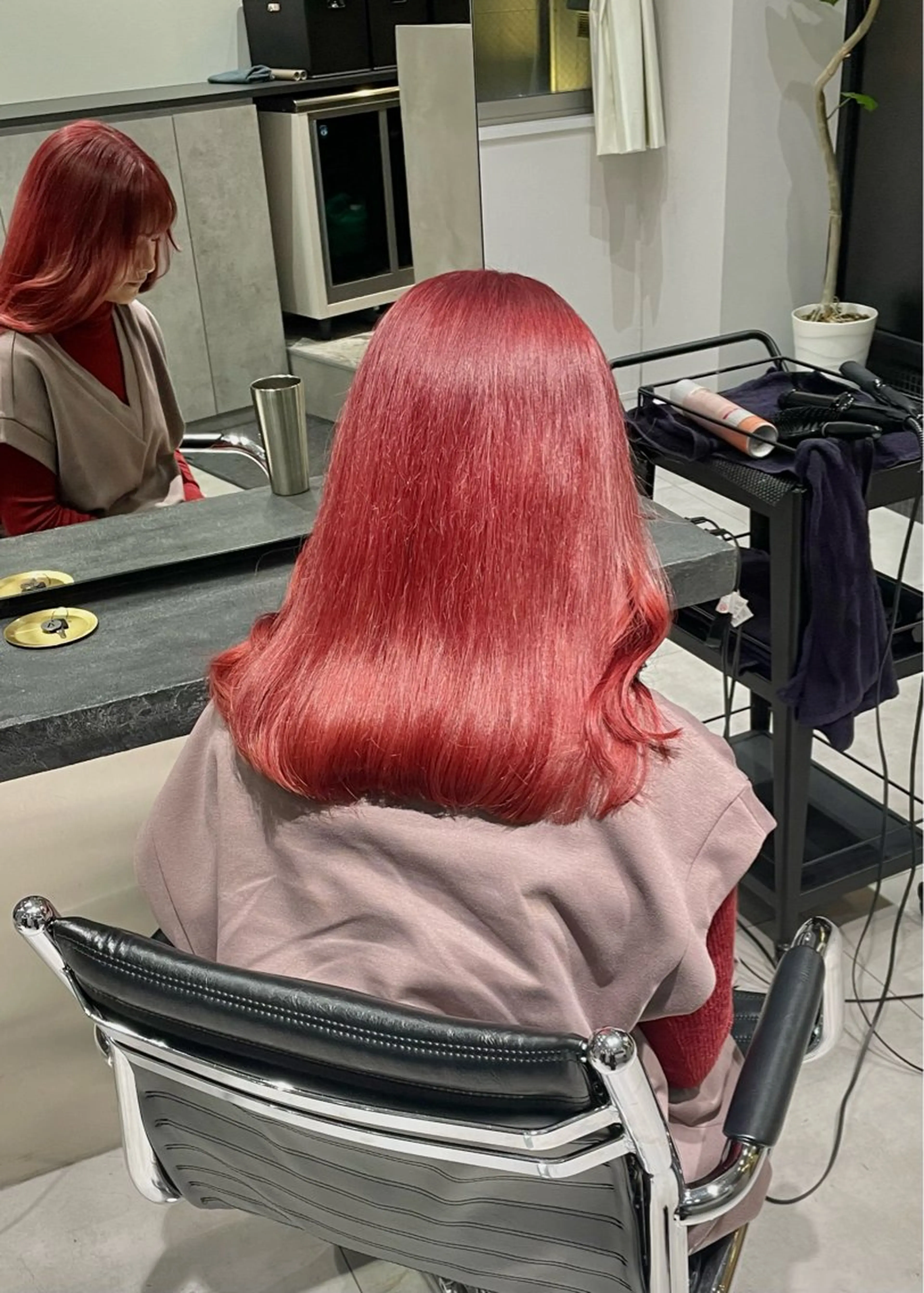 セミロング カラー レッドカラー 💝ブリーチ ショート/れい💝のヘアスタイル