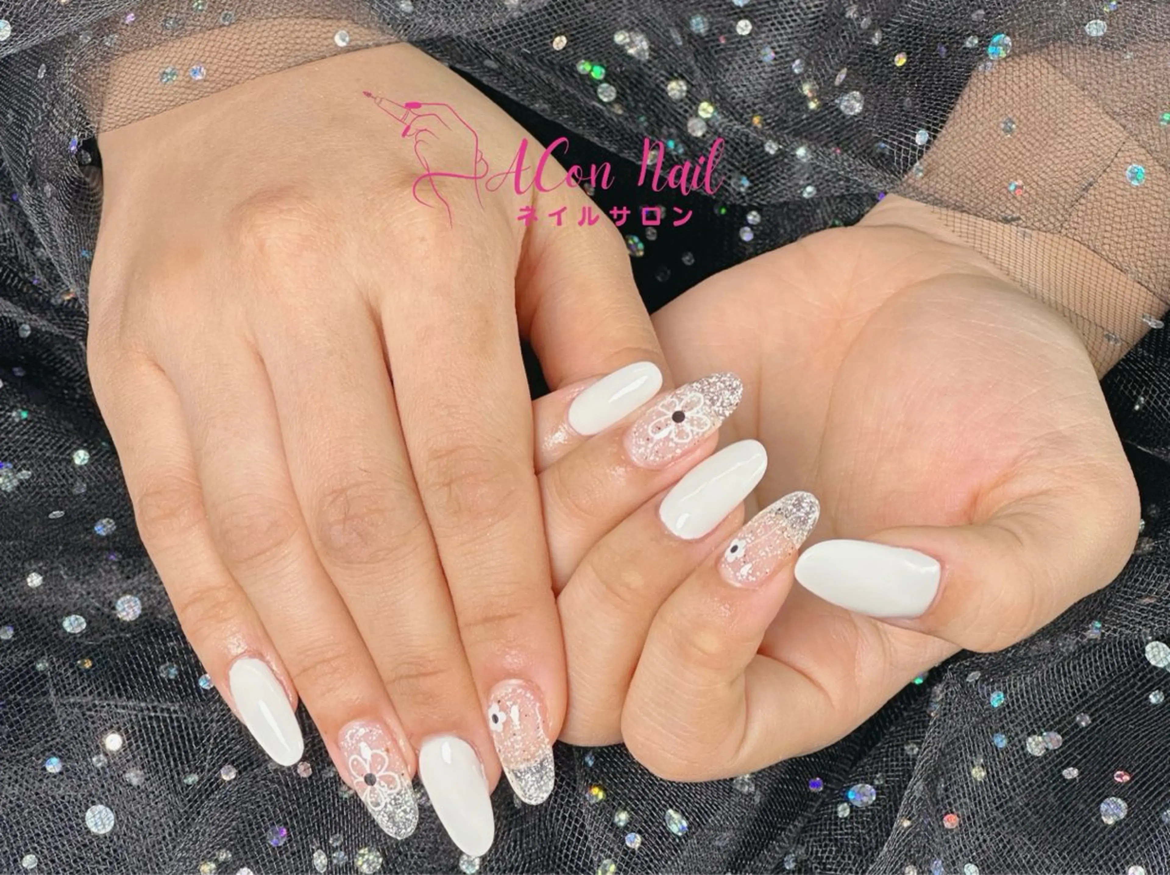 ネイル 桜ネイル 長さ出し フラワーネイル フレンチネイル ジェルネイル ハンドネイル ACon NailSalonのネイルデザイン