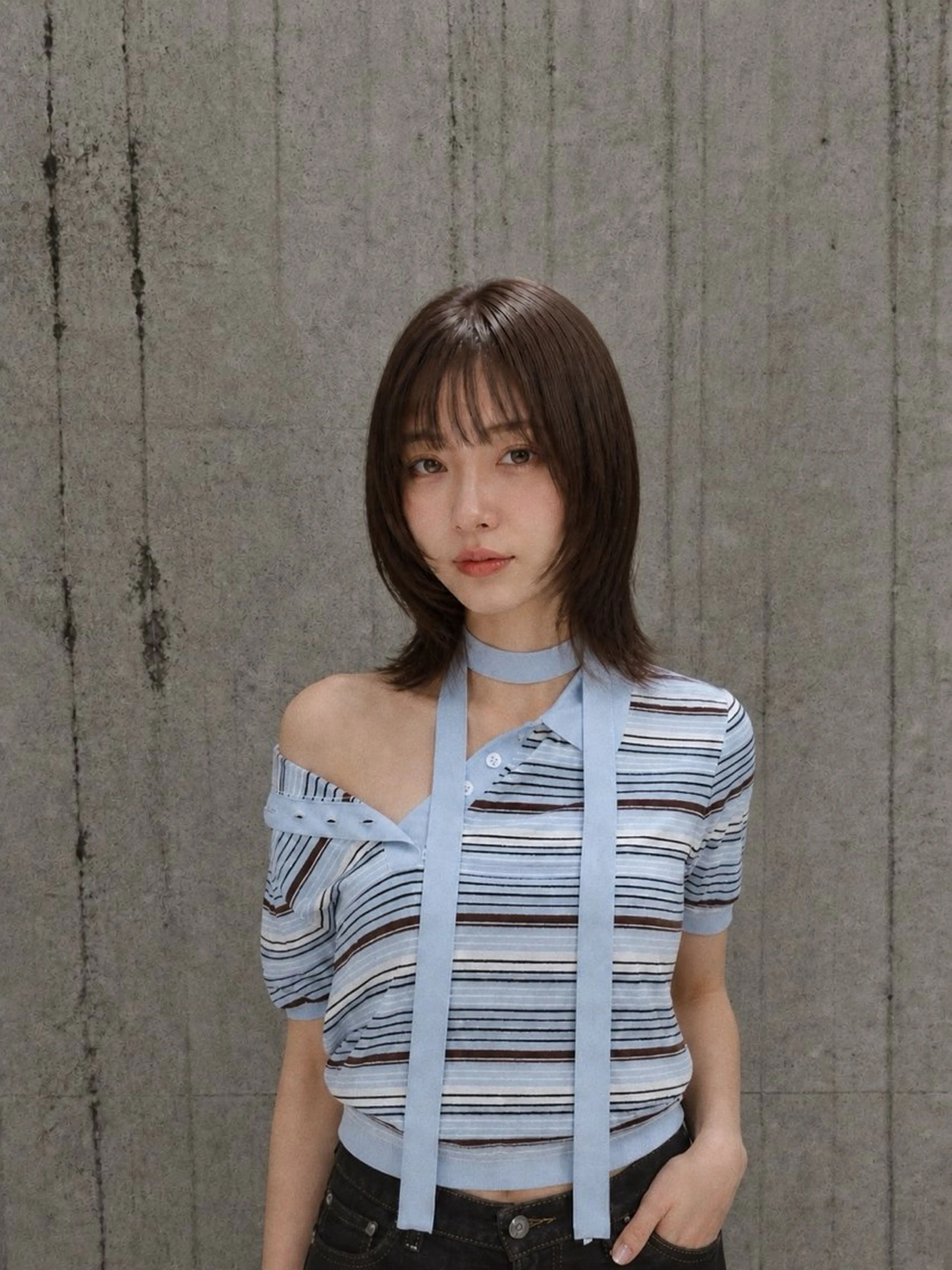 ミディアム ボブレイヤー ボブ レイヤーカット ホリグチ ルナのヘアスタイル