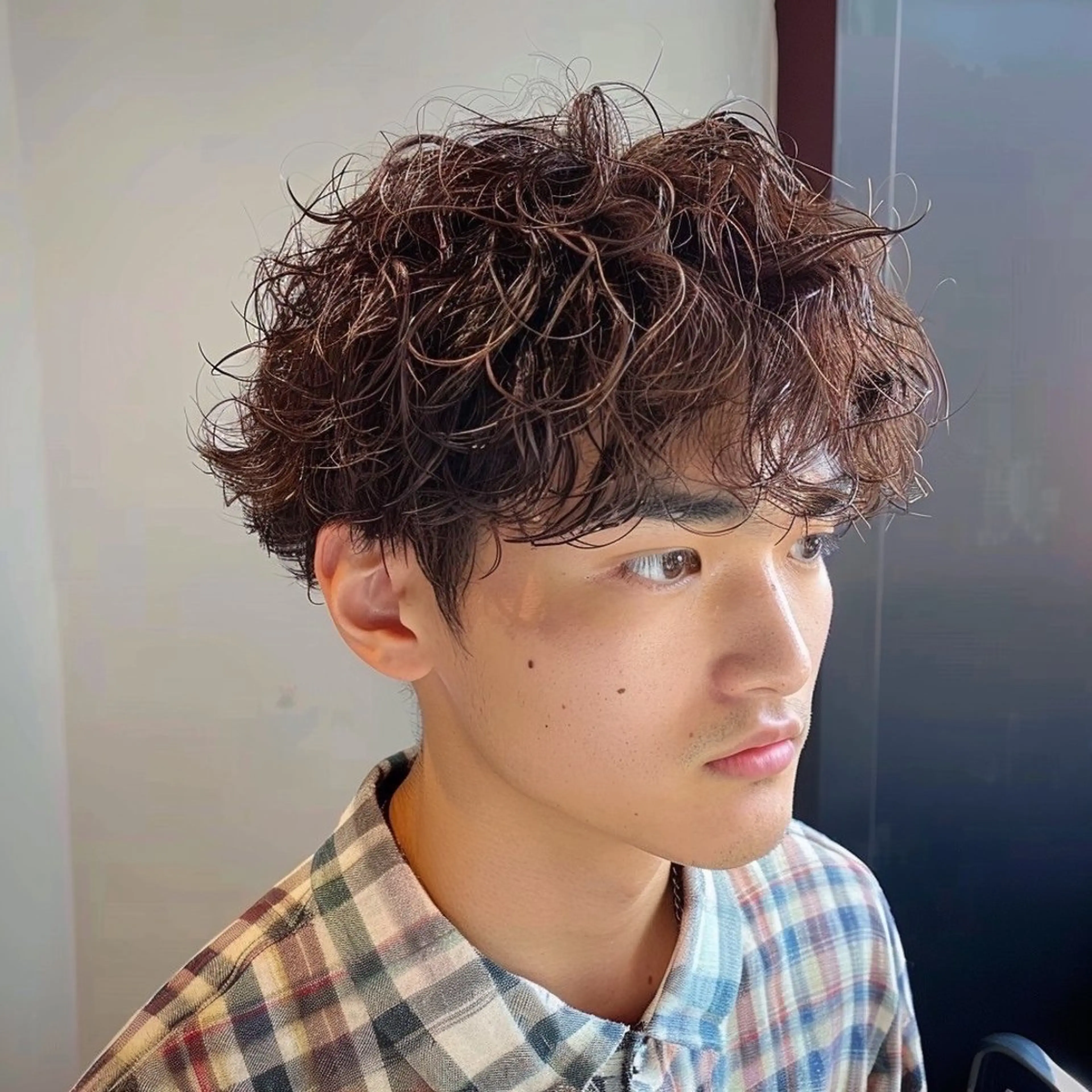 ミディアム カラー パーマ ヘアアレンジ メンズ カット パーマ EnBlesS西宮 マンツーマン神道有基のヘアスタイル