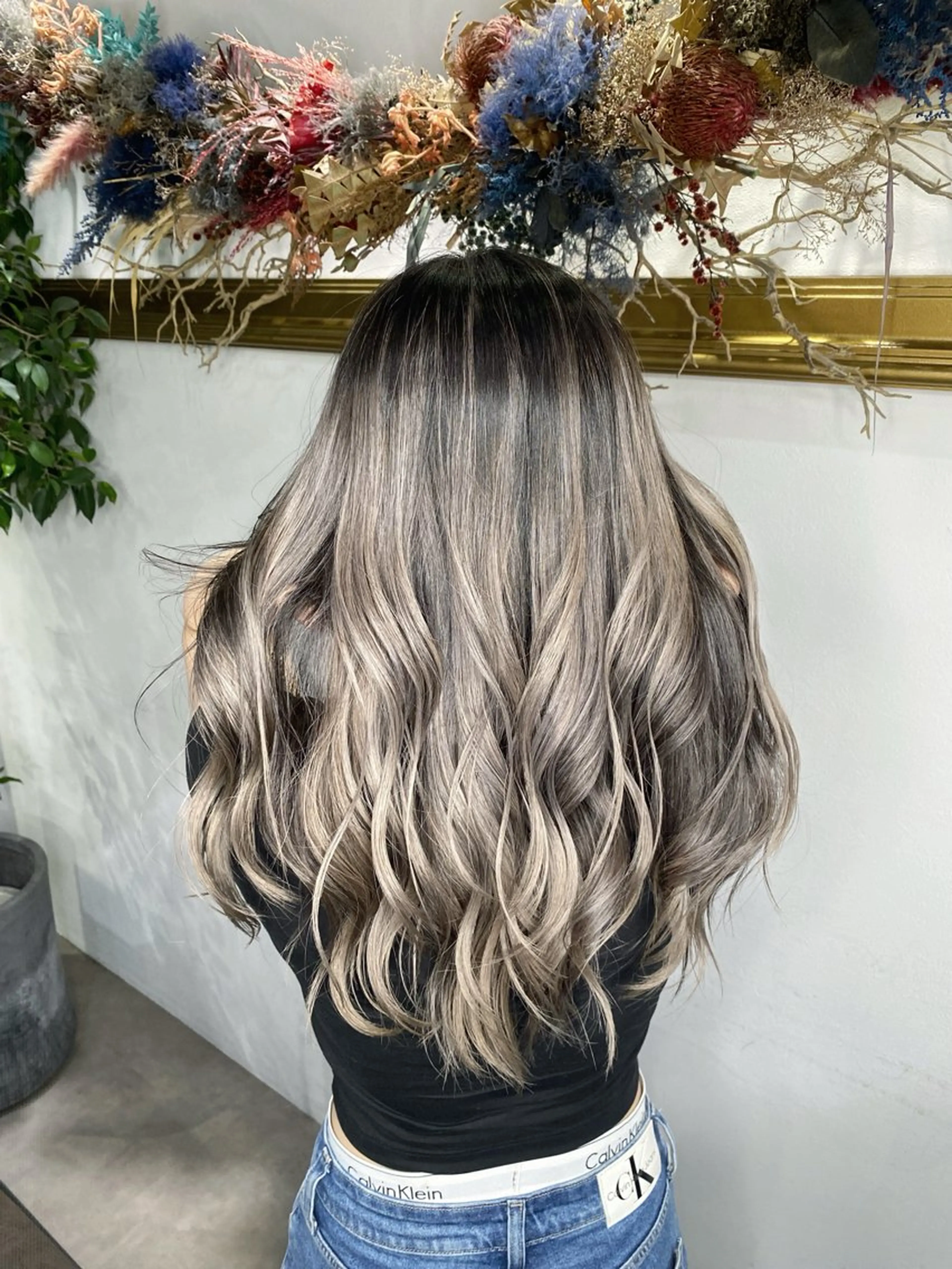 ロング レイヤーカット ヘアカラー 山影✨バレイヤージュ ハイライト✨メンズ◎のヘアスタイル